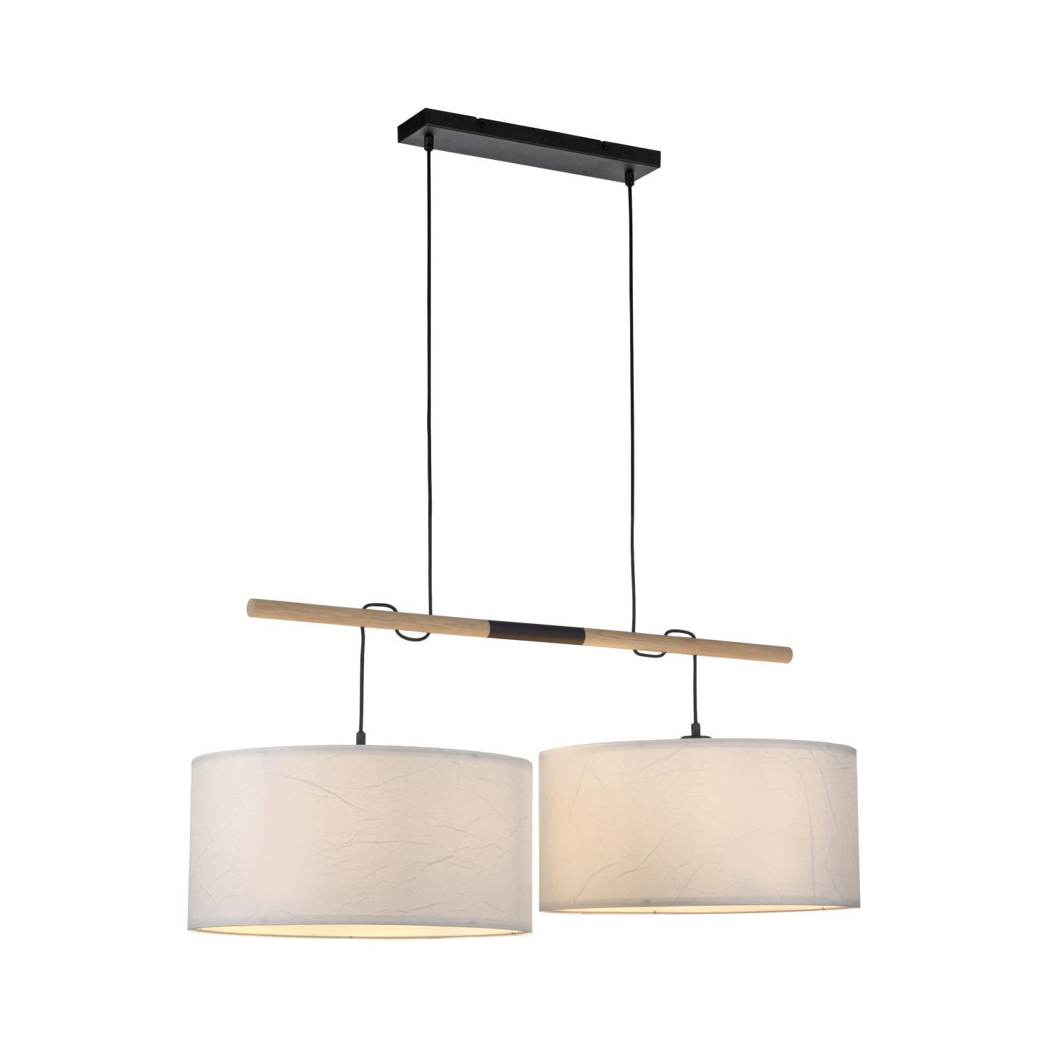 Suspension ronde papier bois E27 107 cm confortable