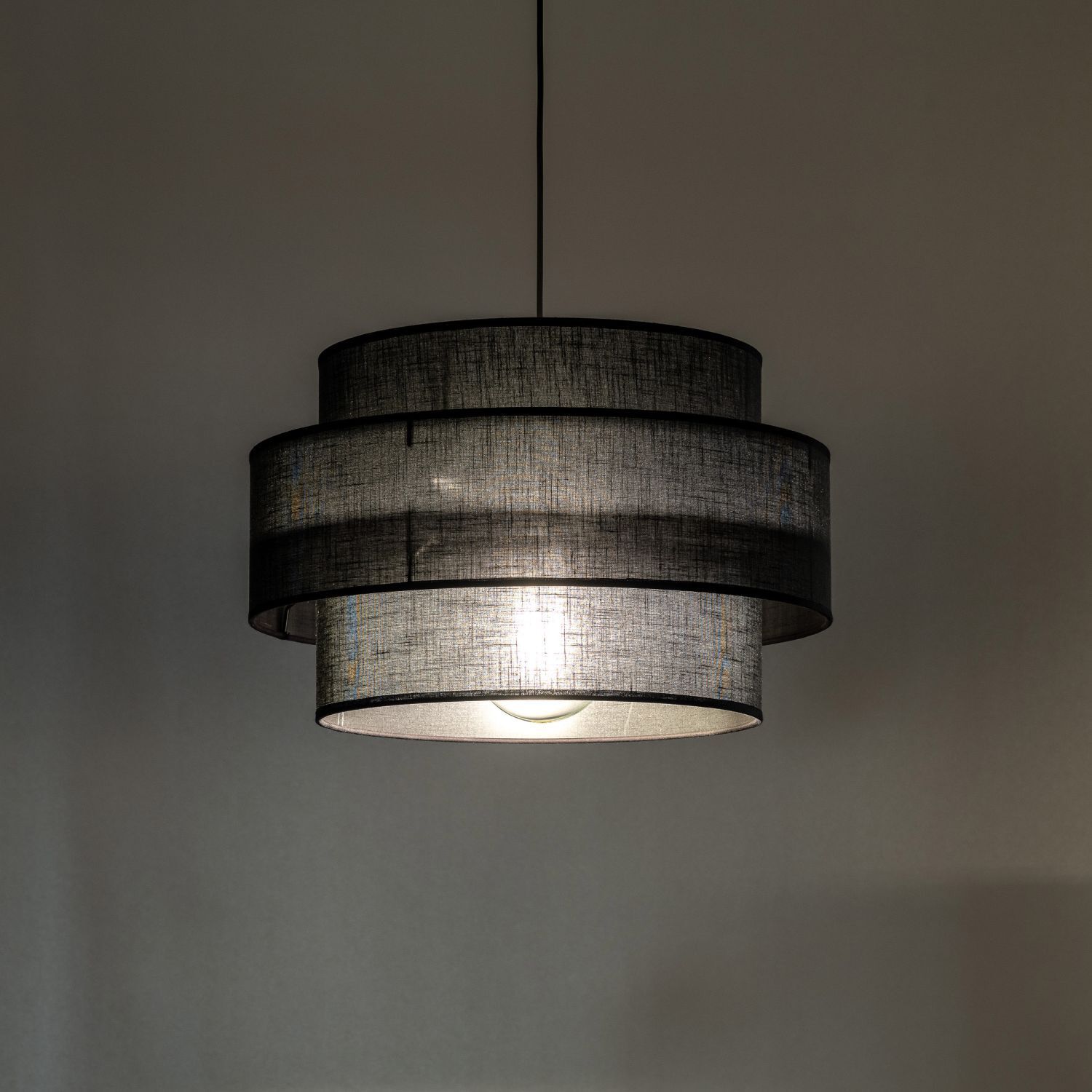 Lampe à suspendre Noir Ø 50 cm H : max. 160 cm Tissu Métal E27