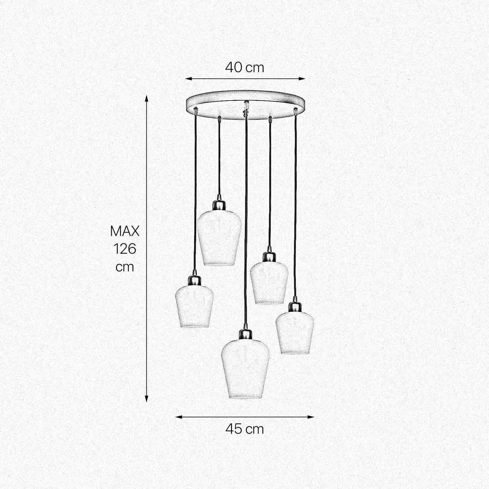 Pendelleuchte Schwarz Weiß Ø 45 cm Messing Eisen Glas 5x E27 Pendelleuchte Schwarz Weiß Ø 45 cm Messing Eisen Glas 5x E27