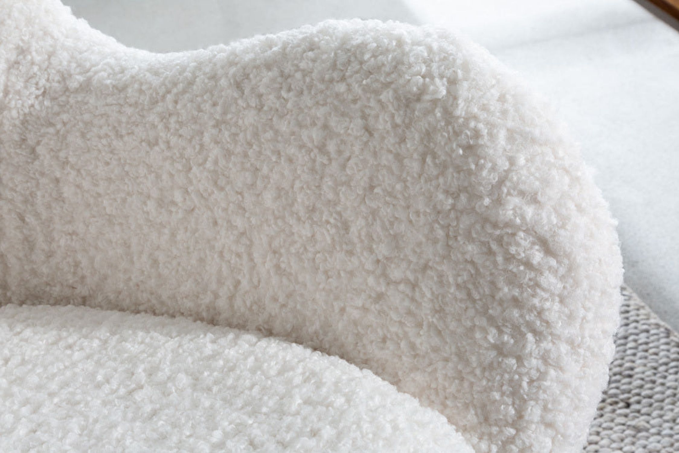 Chaise à bascule Blanc Noir Bouclé Métal pour lire Allaiter Dekoration für Zuhause, Kissen, Teppich, Kopfkissen