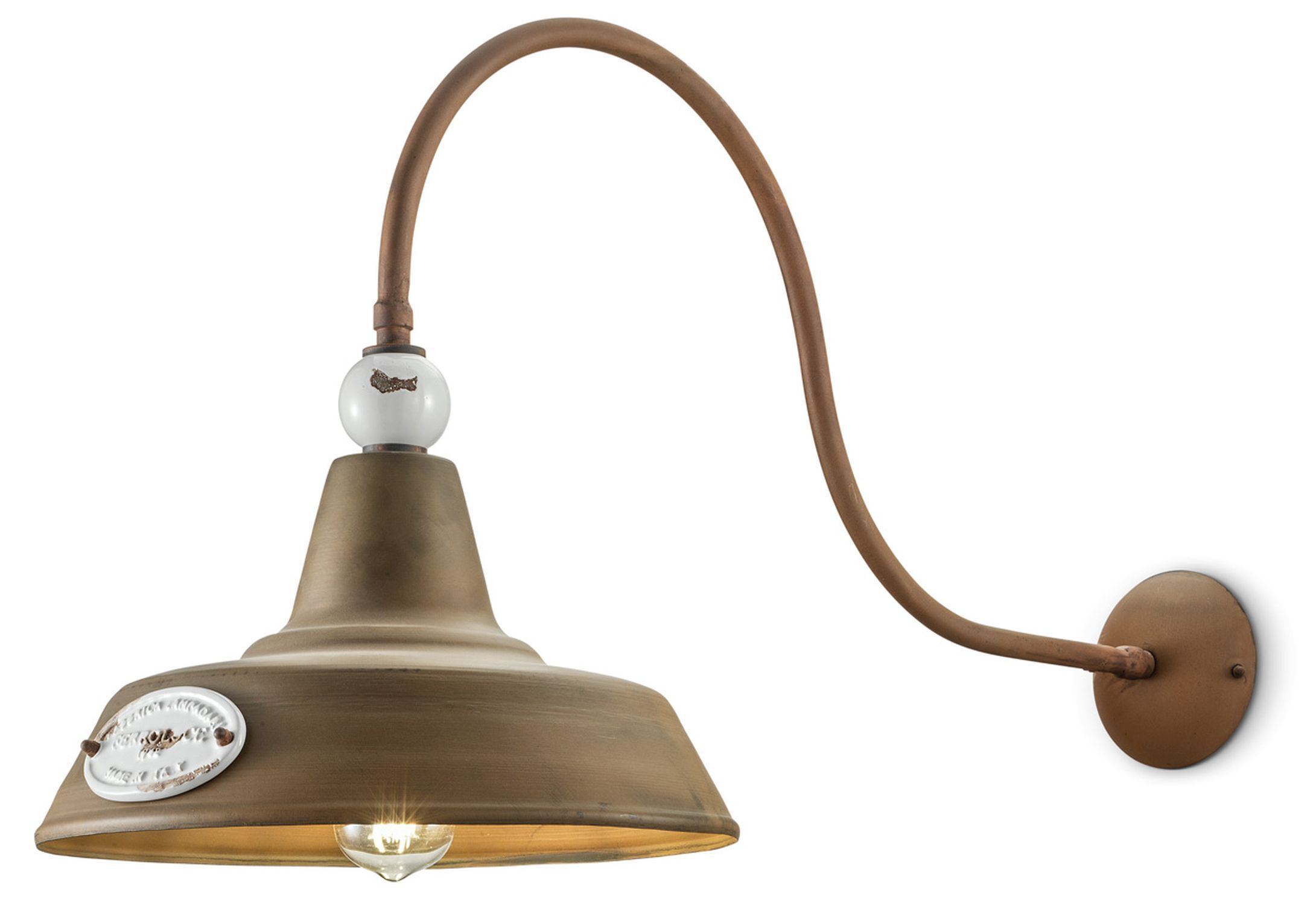 Wandleuchte Metall E27 45 cm hoch Vintage Design Bronze, Lampe, Leuchte, Rauchrohr
