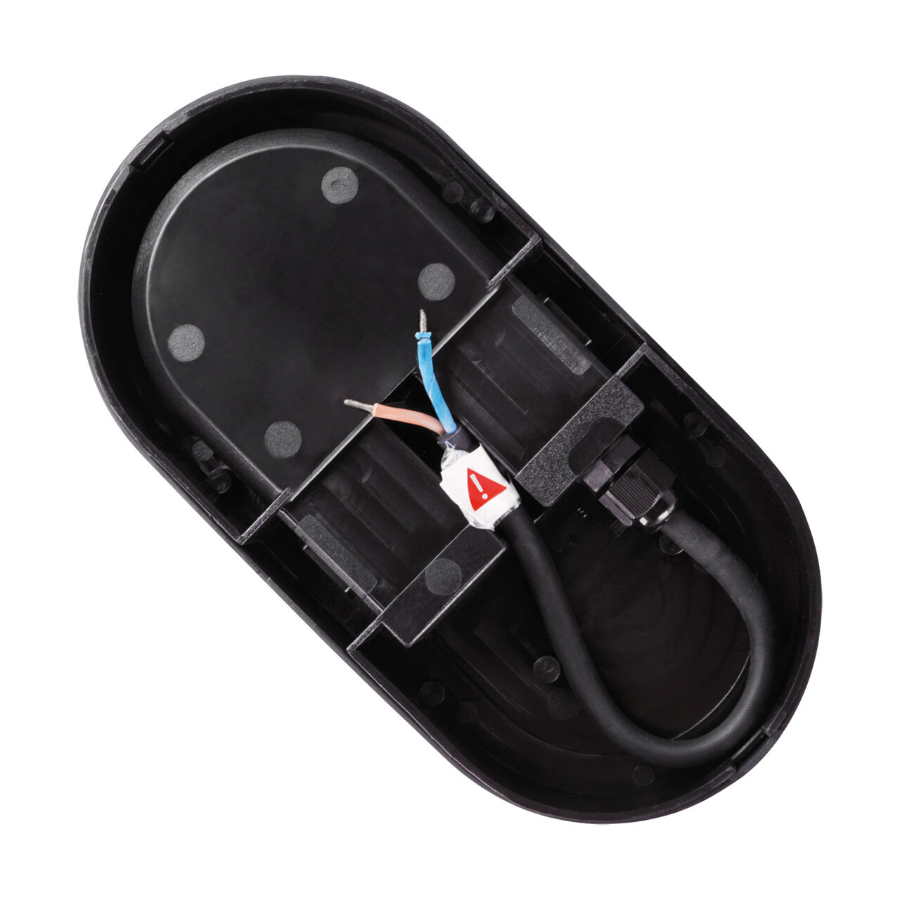 LED Deckenleuchte oval IP65 Schwarz Weiß 4200 K außen Rücklicht, Lampenbasis, einfache Montage, Schwarze Gehäuse, Verdrahtung