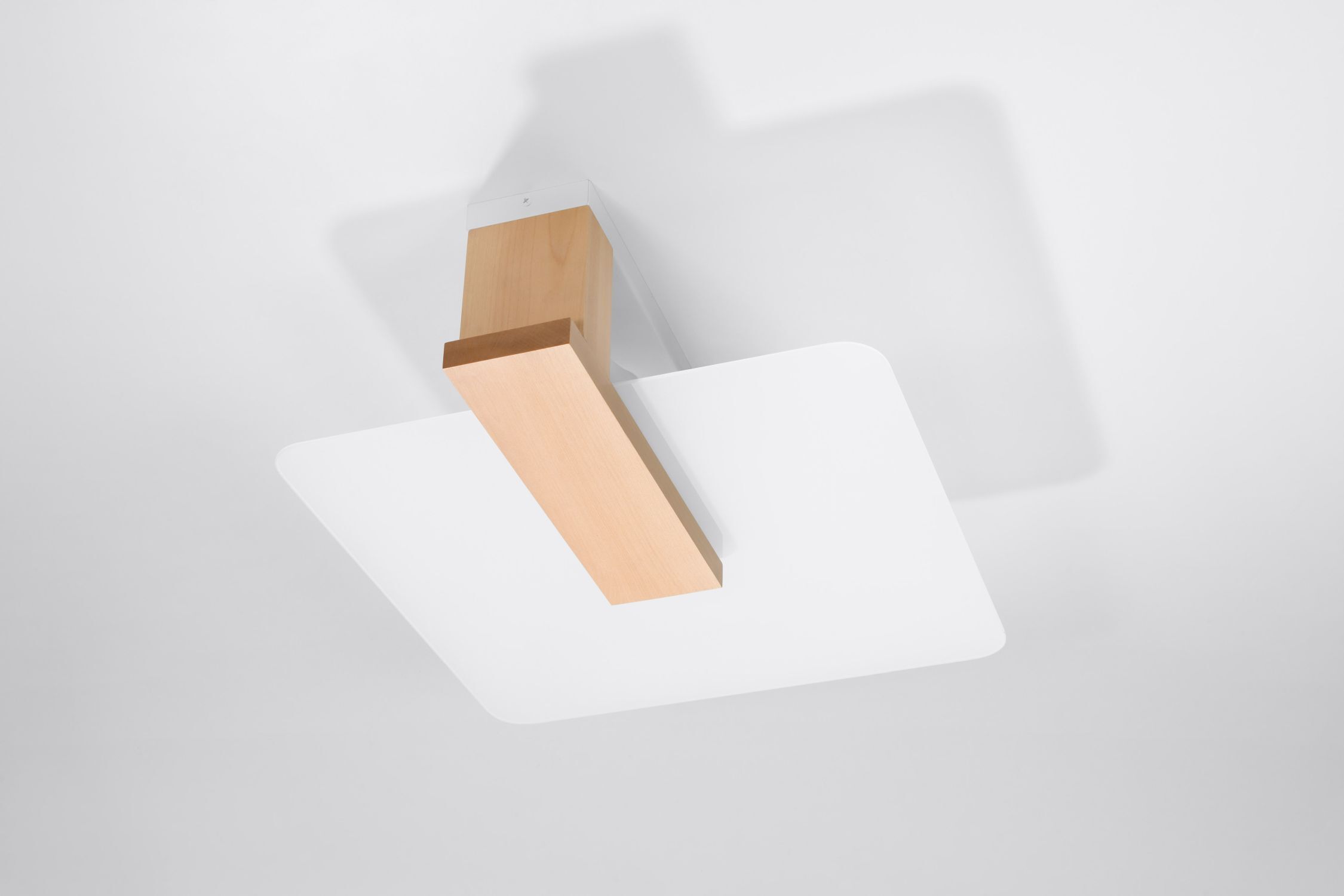 Plafonnier verre bois 47,5 cm de long faible éblouissement 2x E27