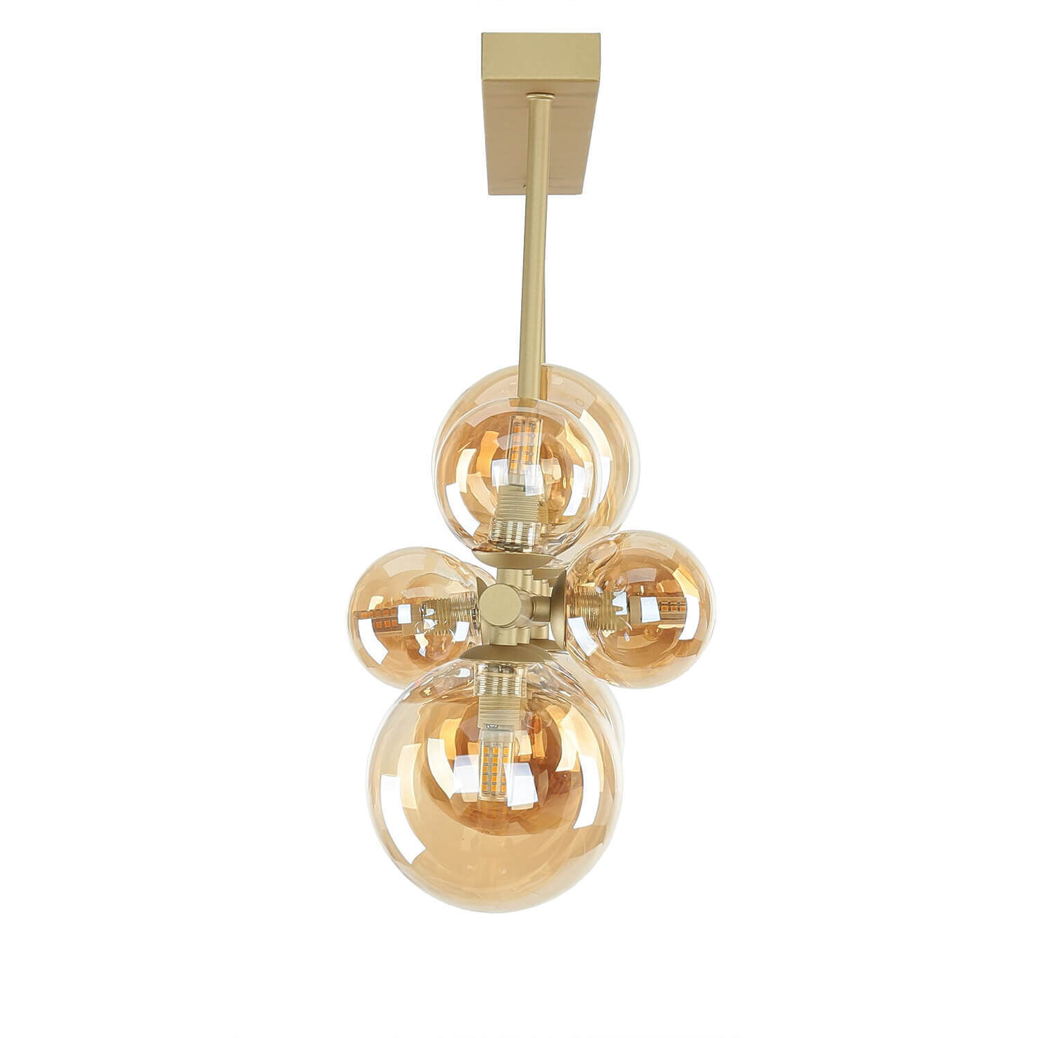 Deckenleuchte Rauchglas Metall 87 cm lang Creme Gold 10x G9 Gerät, Deckenventilator, Elektrisches Gerät