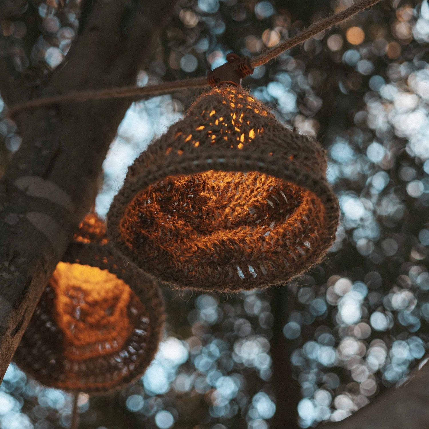 LED Solarlichterkette Garten 5m lang Outdoor Jute IP44 Kunst, Kunsthandwerk