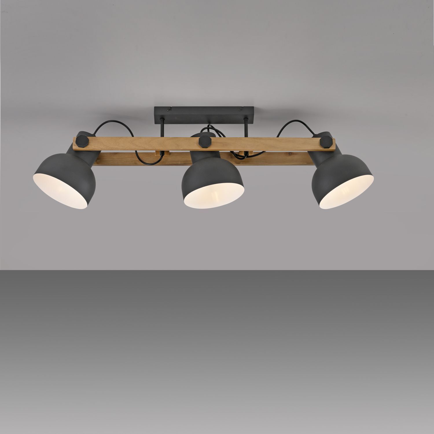 Plafonnier bois métal E27 96 cm 3-flamme flexible Beleuchtung, Leuchte, Deckenleuchte, Lampe