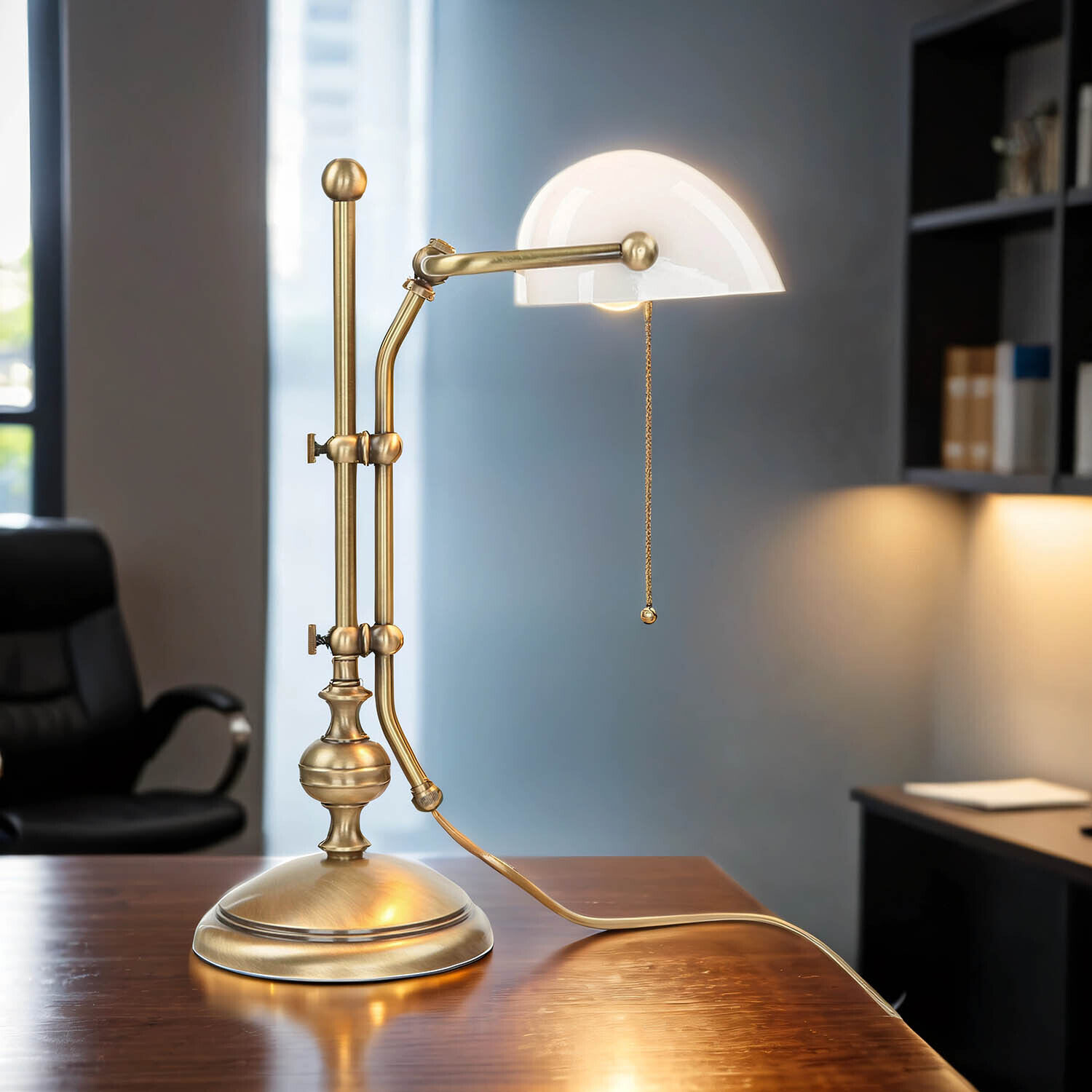 Tischlampe Messing in Bronze mit Glas Premium