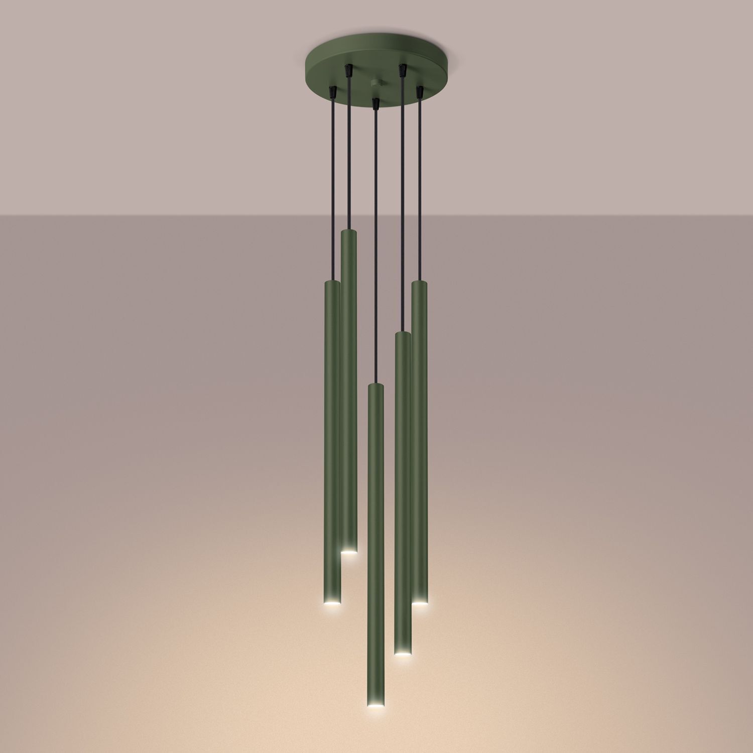 Hängelampe Stahl Olivgrün G9 L:25 cm rund akzentuiert pendant light, hängende lampe, grün, lineare pendel, moderne beleuchtung