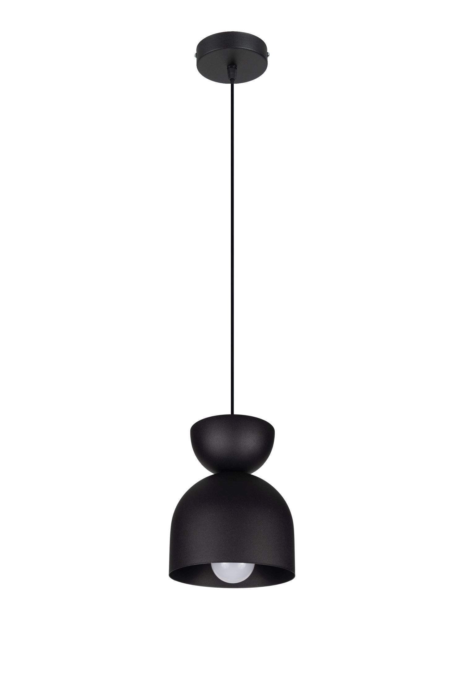 Lampe à suspendre ronde noire métal E27 Ø17 cm Intemporelle