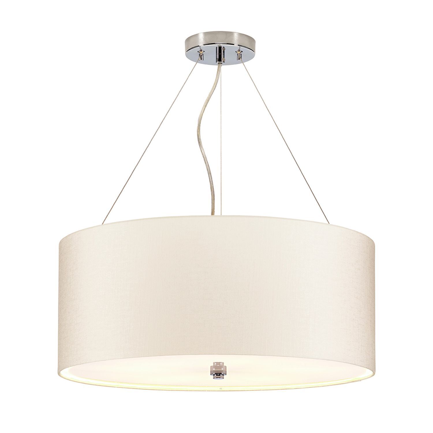 Hängeleuchte Stoff Ø56cm in Creme Chrom blendarm Lampe, Deckenleuchte