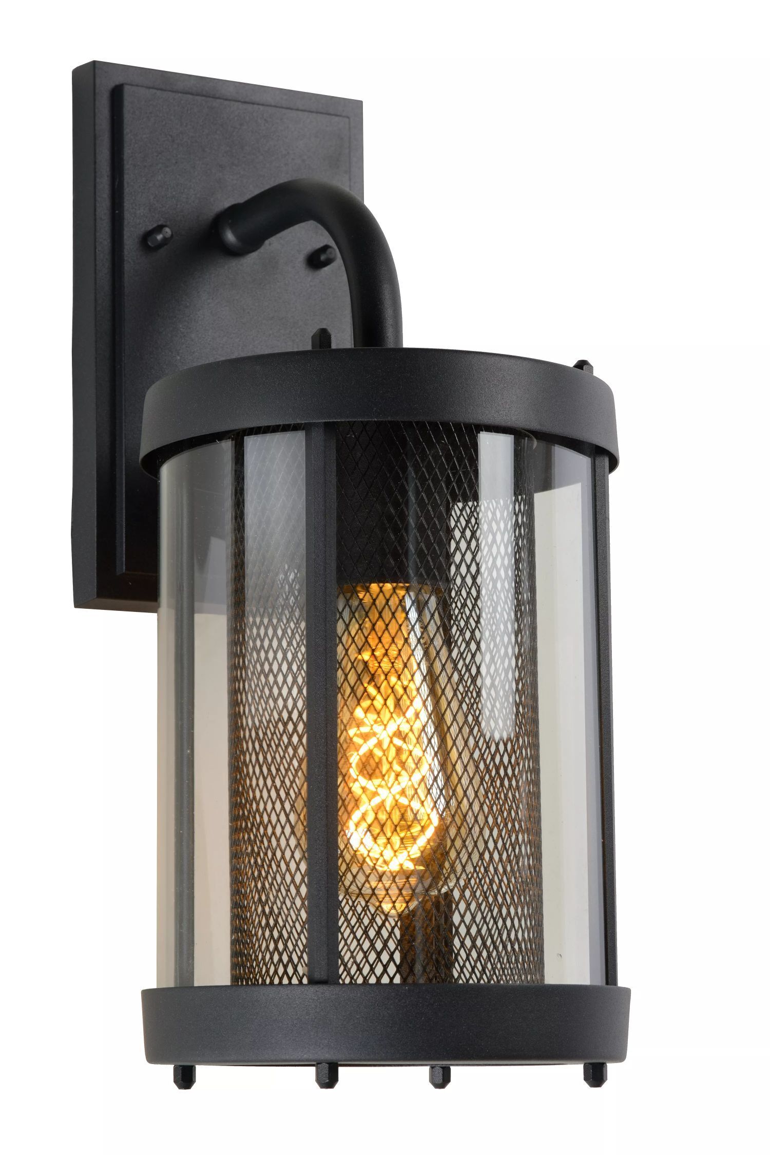 Wandleuchte Glas Metall Schwarz IP23 E27 Garten Haustür
