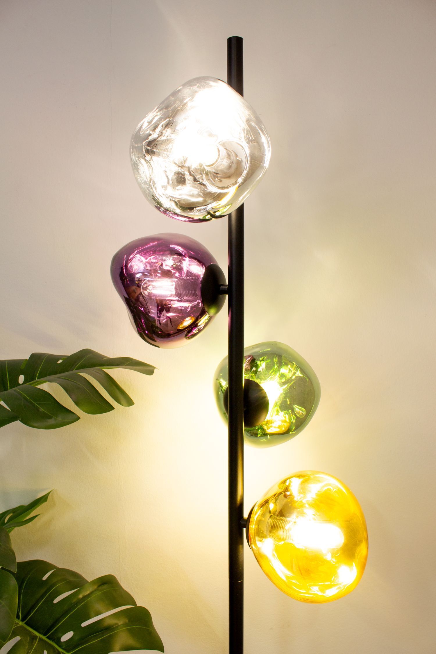 Stehleuchte Aluminium Glasschirme Bunt E14 160 cm groß