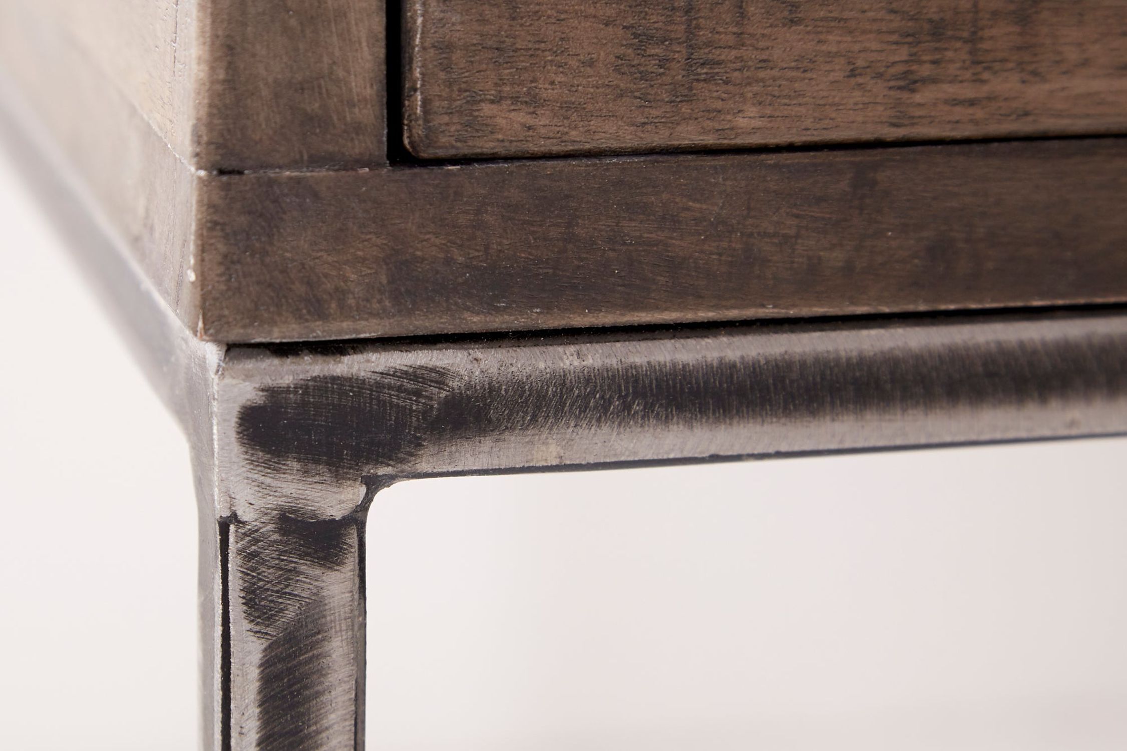Table de nuit avec tiroir Bois d'acacia Métal Gris Noir