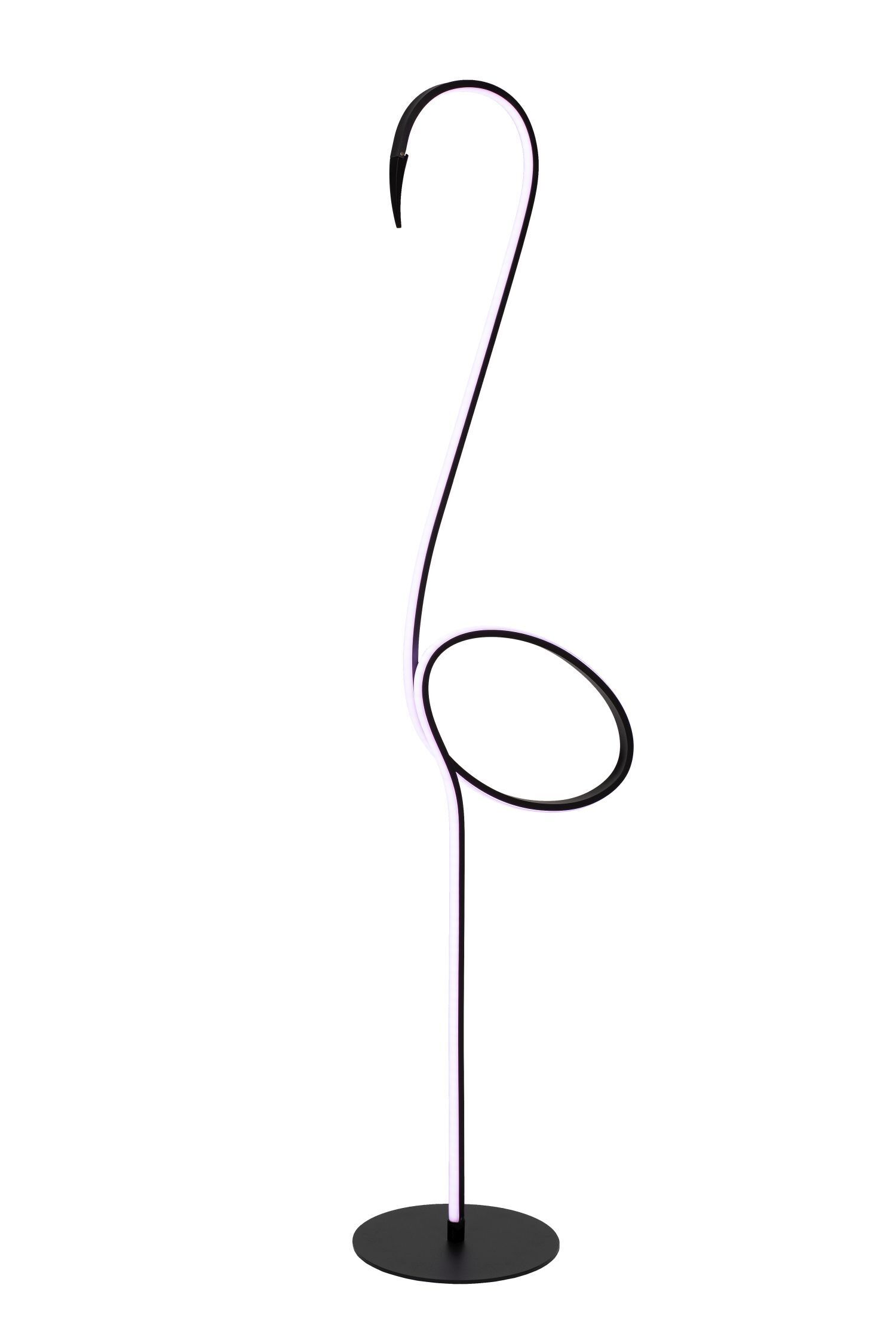 tall lamp, arc lamp, LED light, curved lamp, metal stem