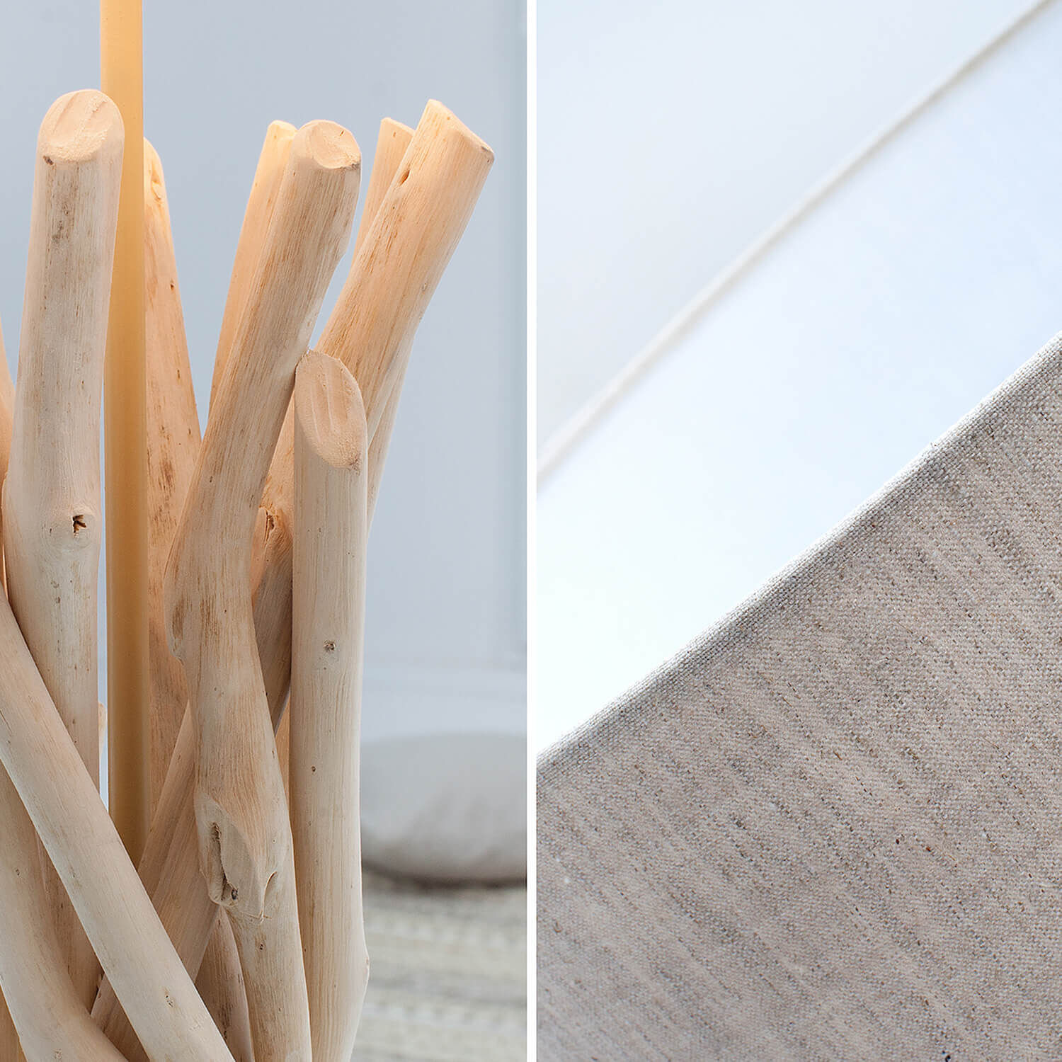 Tischleuchte Ø40cm Modern kunstvoll aus Treibholz Holz, Dekoration für Zuhause