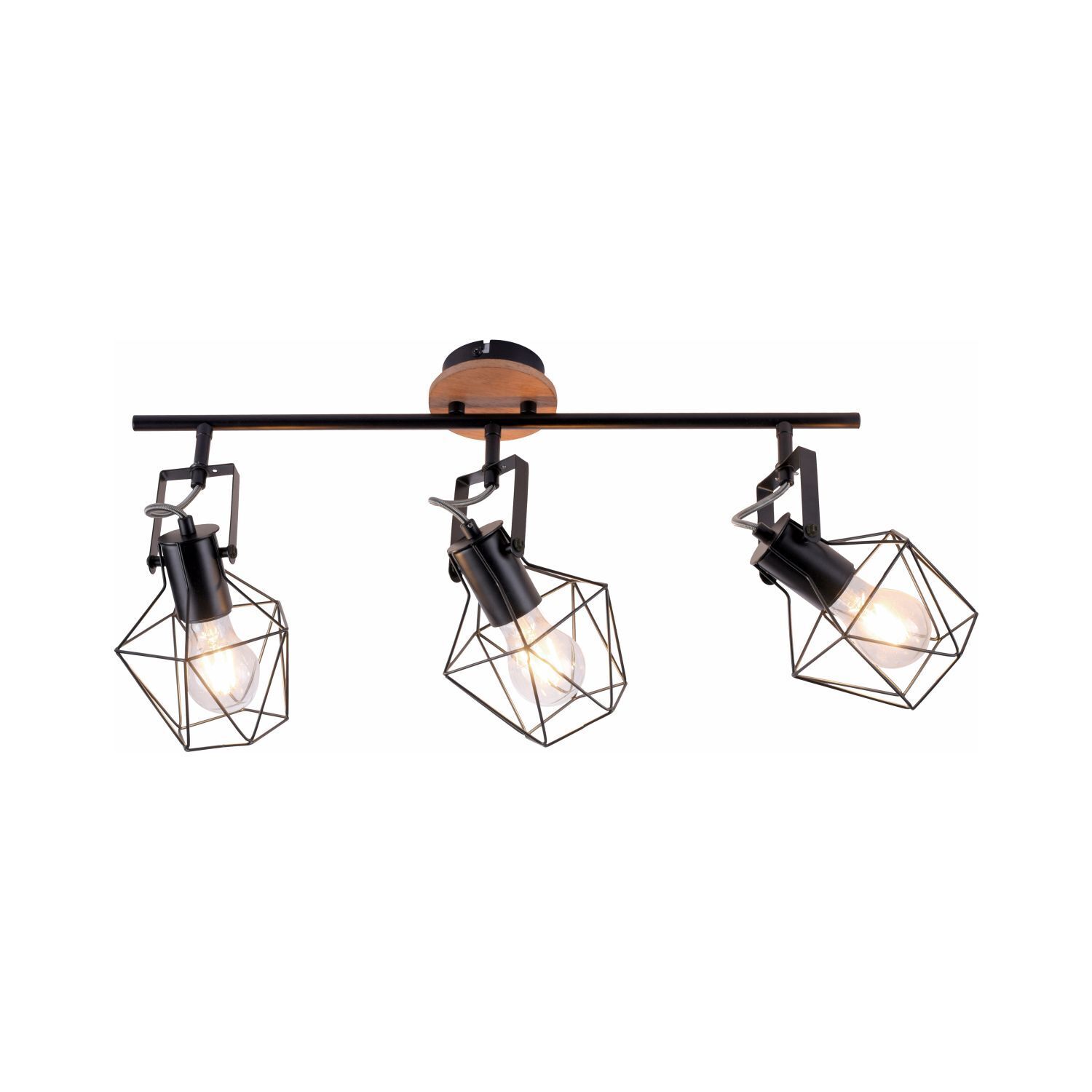 Spot de plafond réglable bois métal 83 cm E27 Vintage