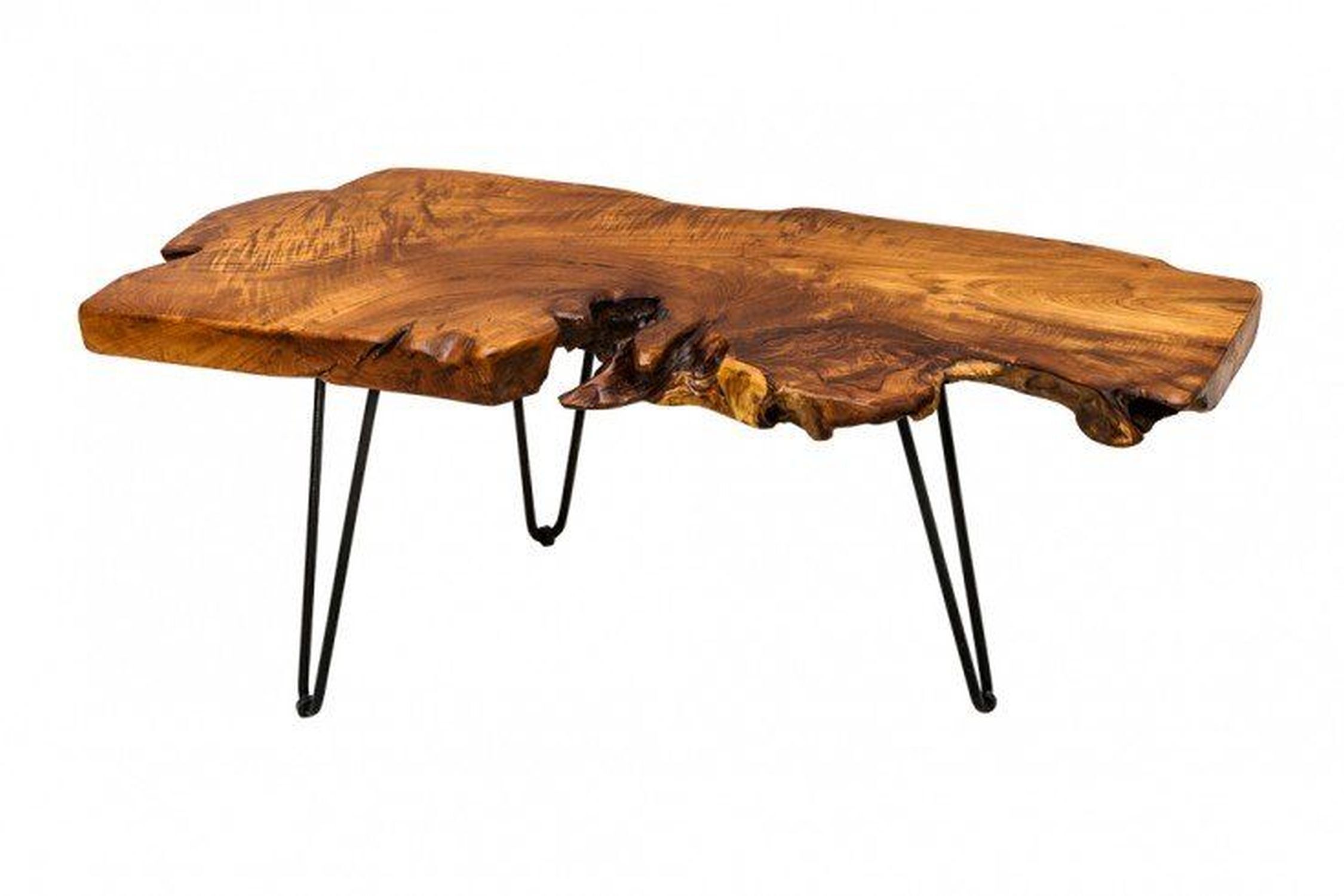 Couchtisch Baumscheibe Akazienholz Metall Handarbeit 100x40 cm Kaffeetisch, Mobiliar, Tabelle, Holz, Esstisch