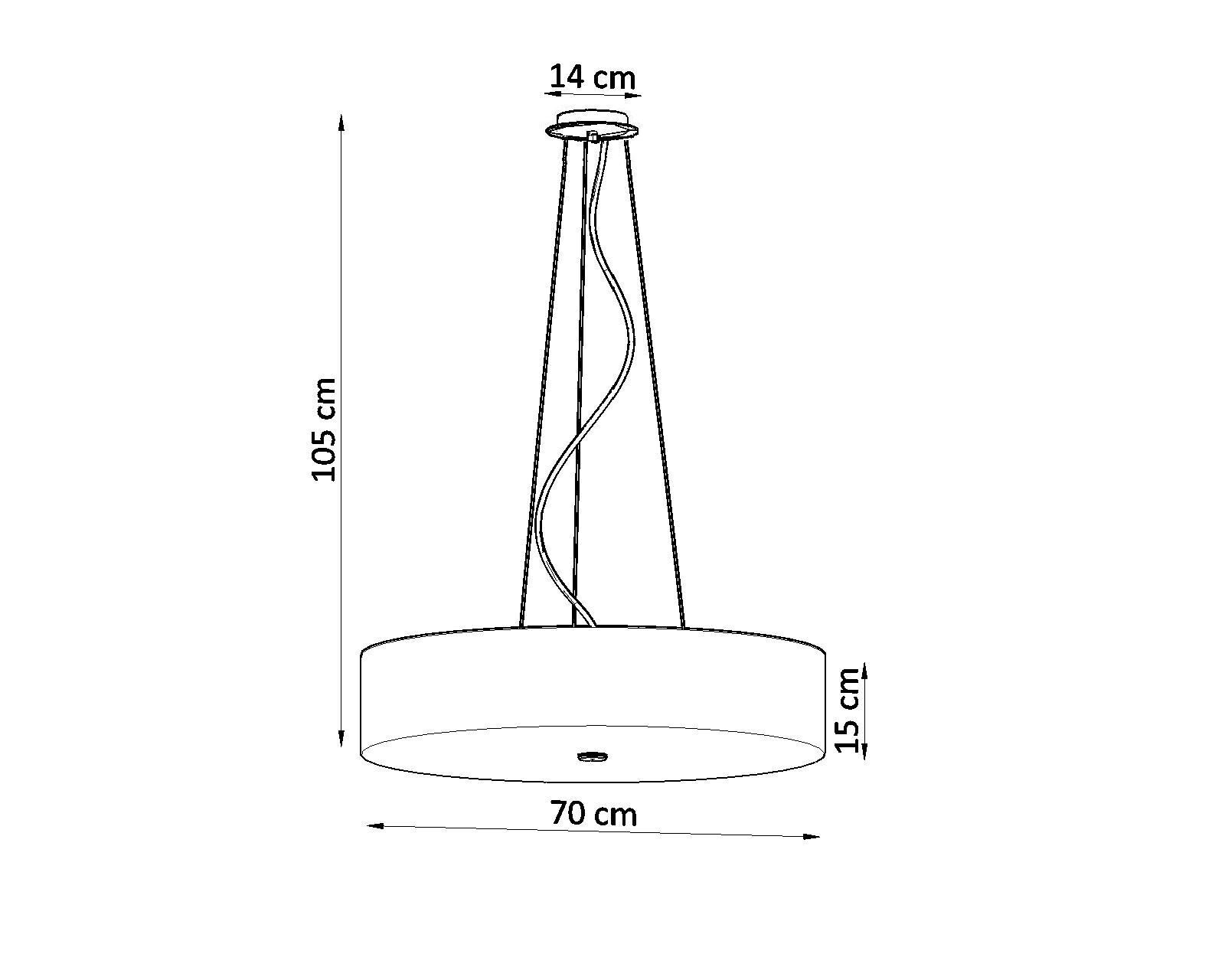 Lampe à suspendre ronde Ø 70 cm tissu anti-éblouissant verre 6x E27