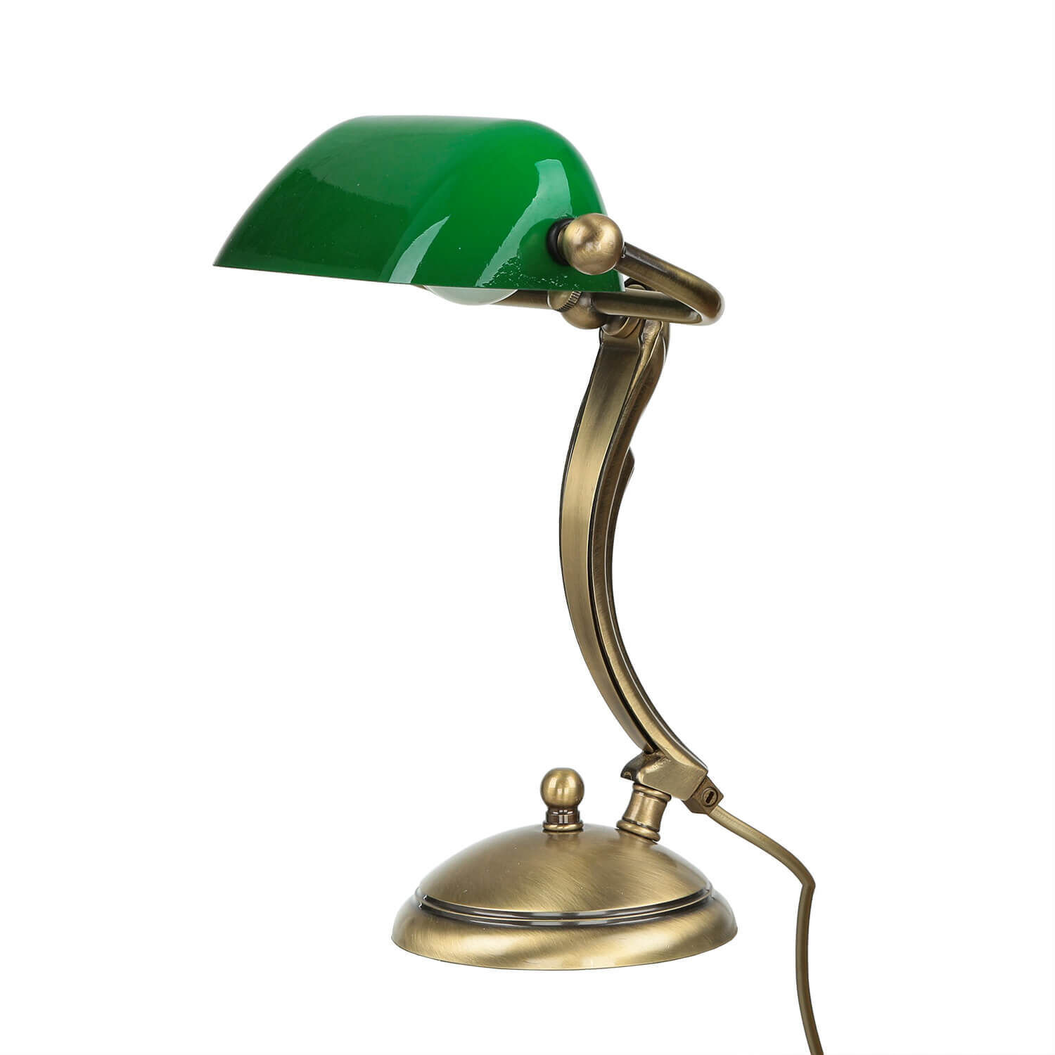 bankerleuchte-bankerlampe-schreibtischlampe-messing-bronze-hell-glasschirm-gruen-1 Tischlampe, Grün Schirm, Brass/Messing, LED/Glühbirne, Verstellbar