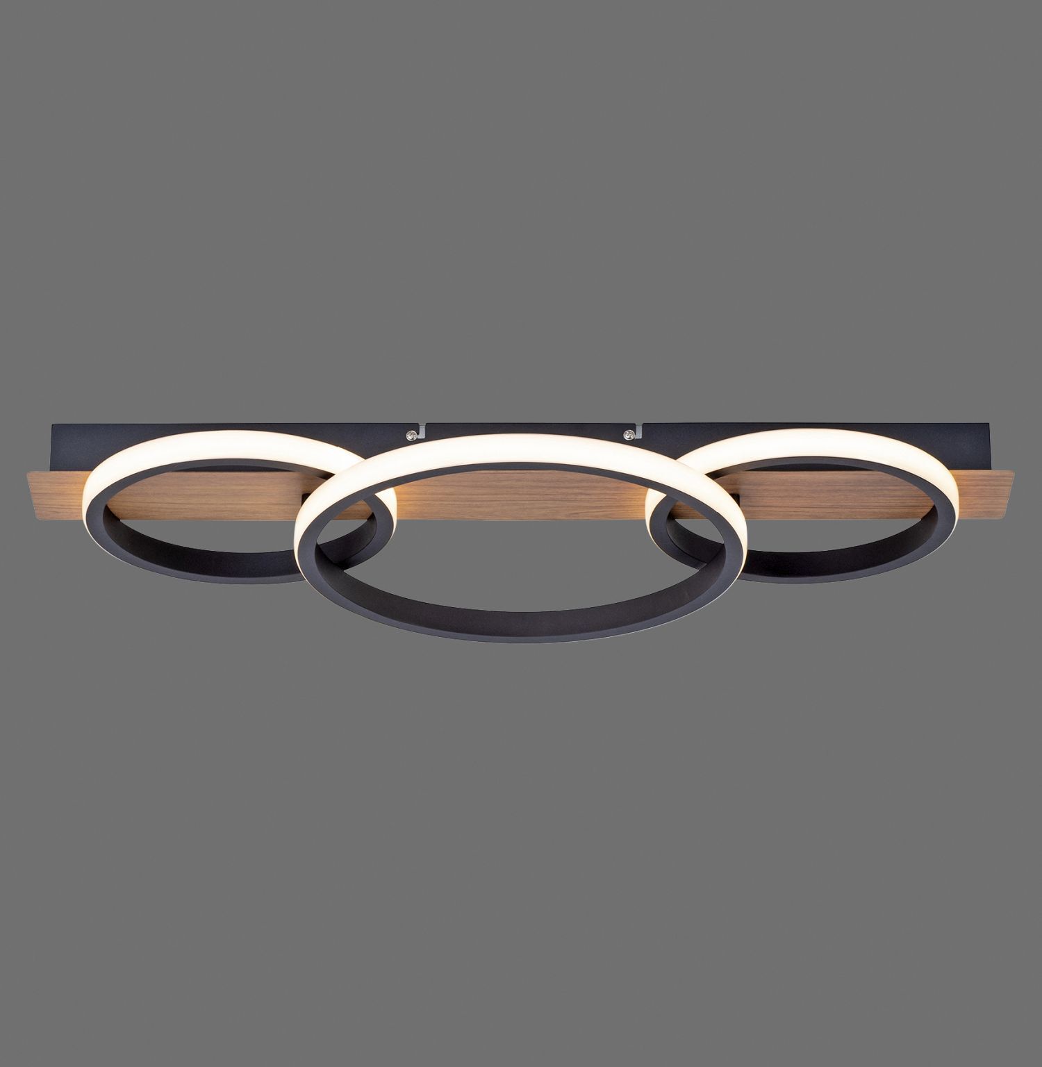 Lampe de plafonnier LED Bois Métal Naturel Noir 68 cm 3000 K