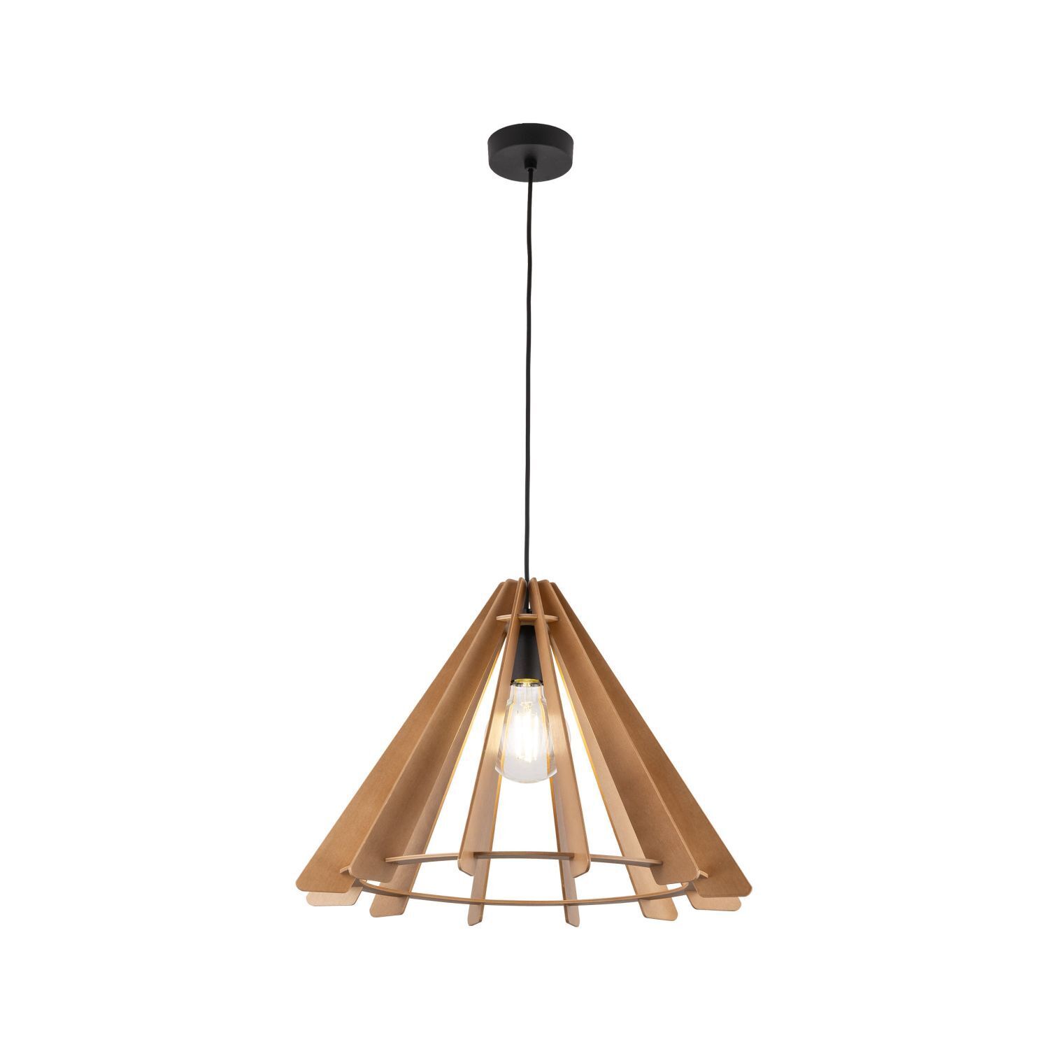 Hängeleuchte Holz E27 Ø 50 cm H: max. 160 cm verstellbar Lampe, Kronleuchter