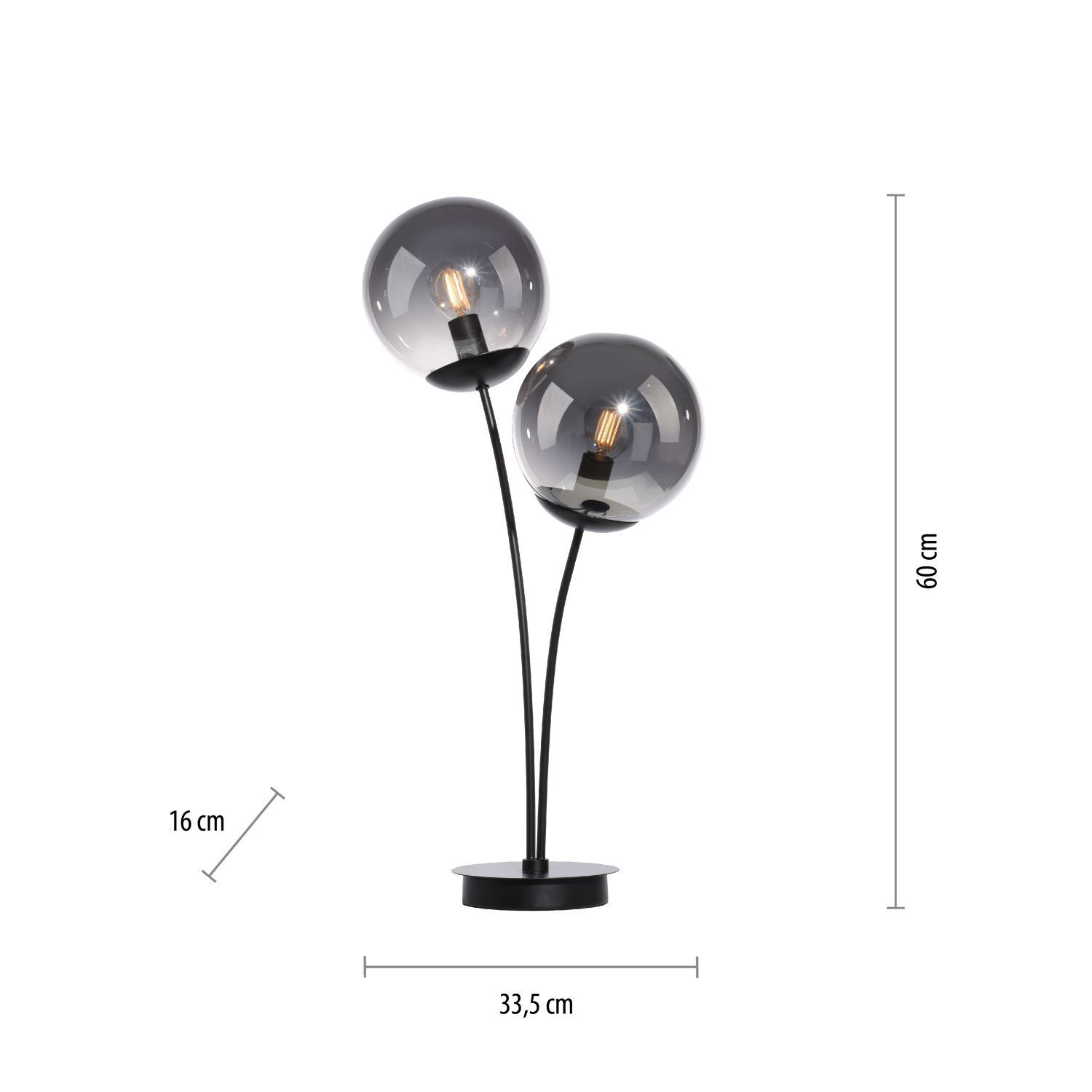 Gemütliche Tischleuchte Rauchglas 60 cm E14 blendarm Lampe, Beleuchtung