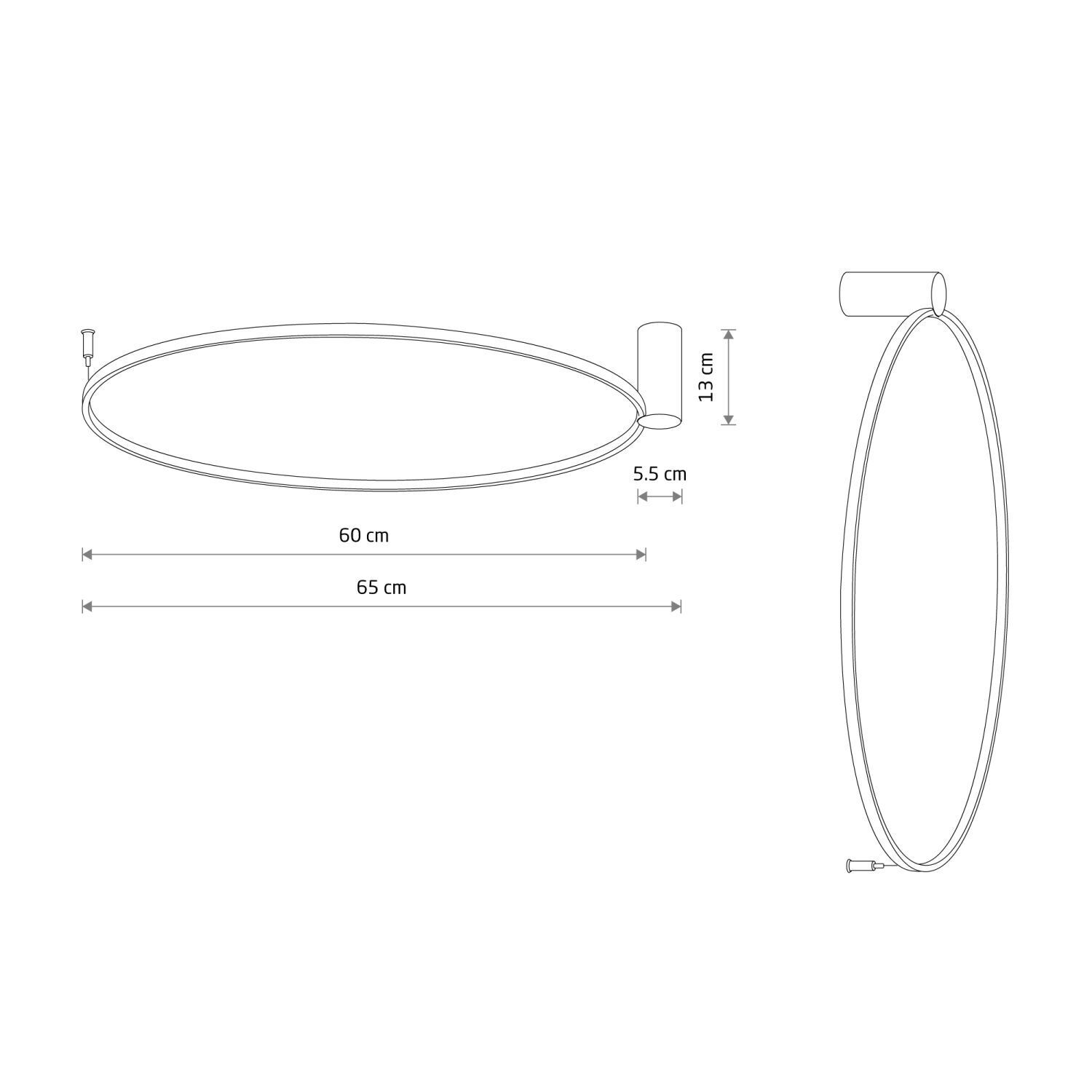 Wandlampe LED Schwarz 3000 K 660 lm Ø 60 cm Ring