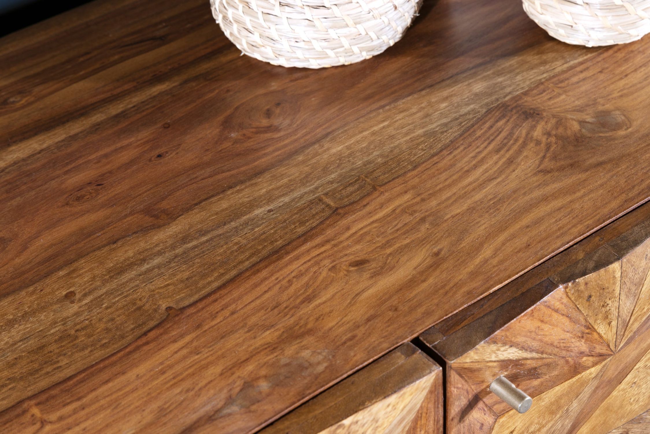 Sideboard Sheesham Holz Metall 145 cm breit Handarbeit Hartholz, Holz, Gebeiztes Holz, Innenarchitektur, Bodenbeläge