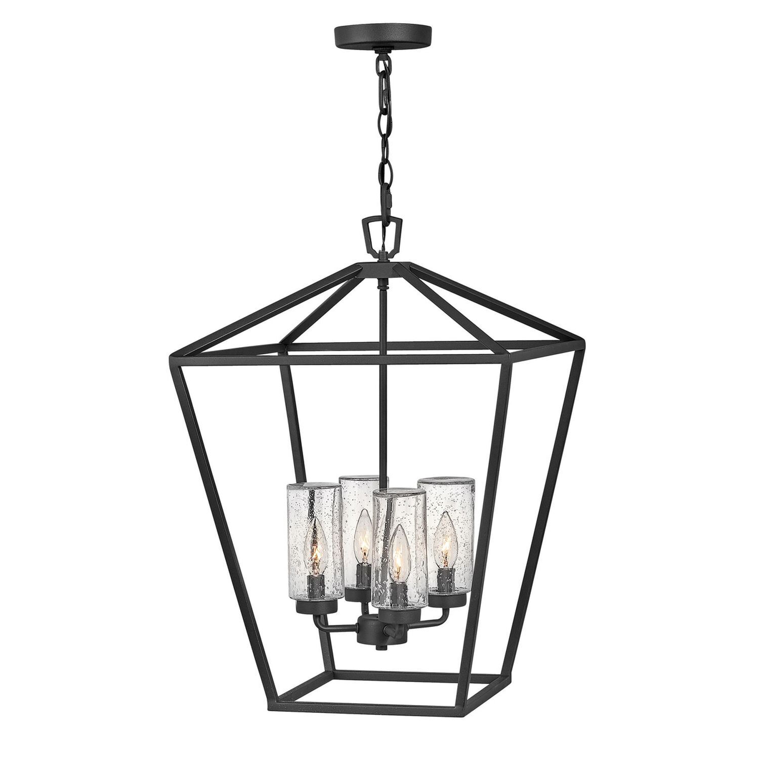 Pendelleuchte außen Aluminium Glas E14 IP44 Schwarz Vintage Leuchter, Lampe, Leuchte, Deckenleuchte