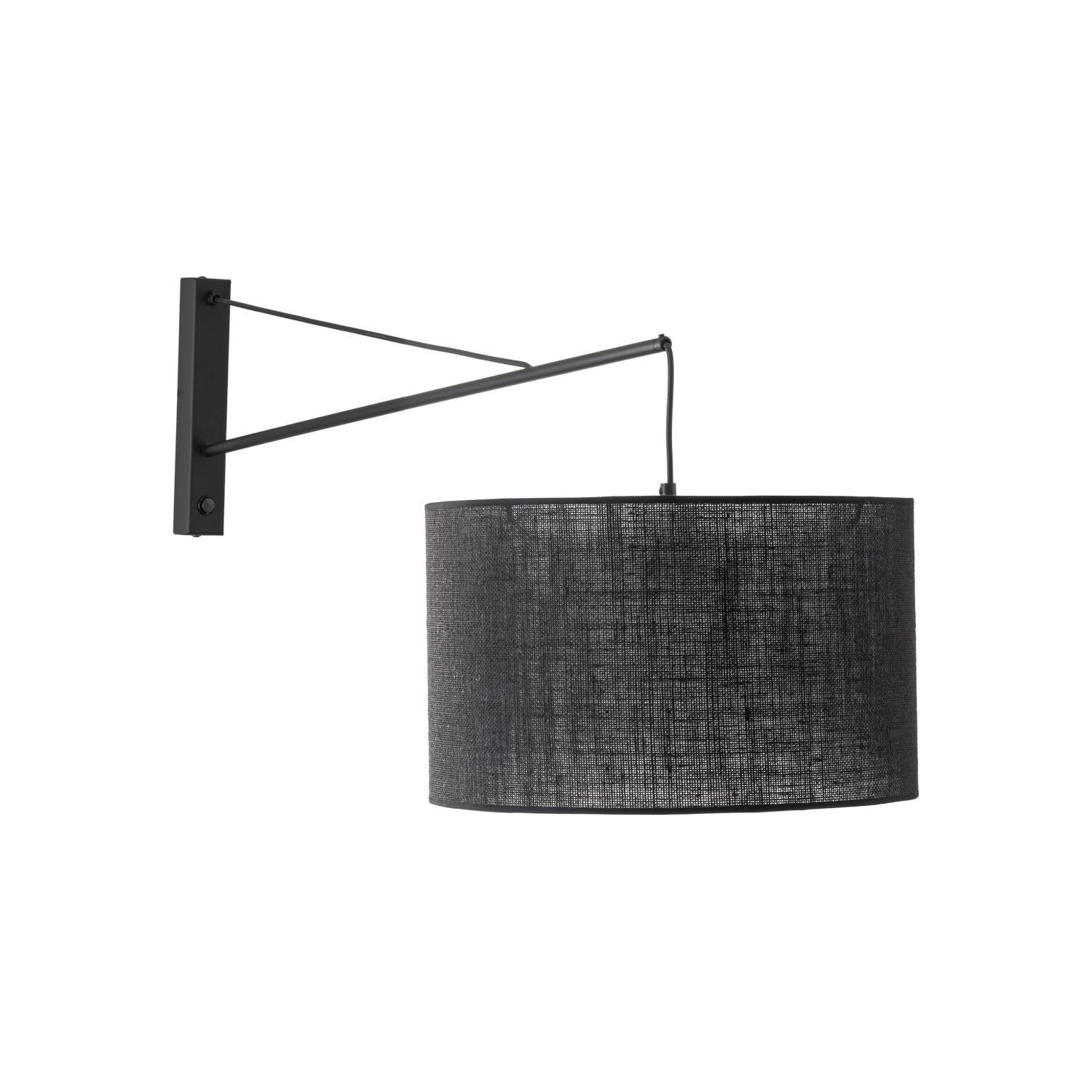 Wandlampe groß T: 1 m B: 38 cm XXL Schwarz E27 Metall Stoff Lampe, Lampenschirm