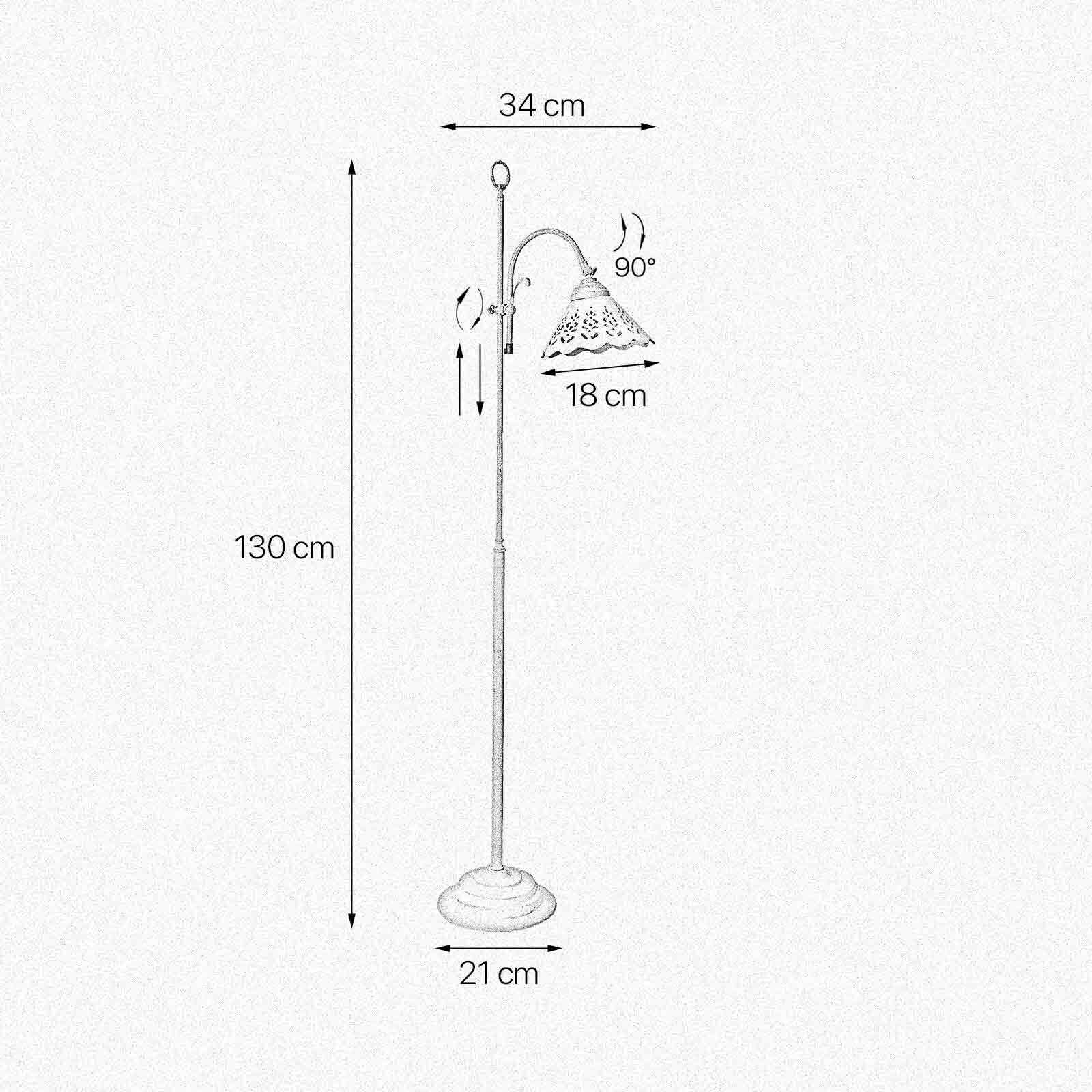 Lampadaire céramique laiton 130 cm en bronze antique blanc E27