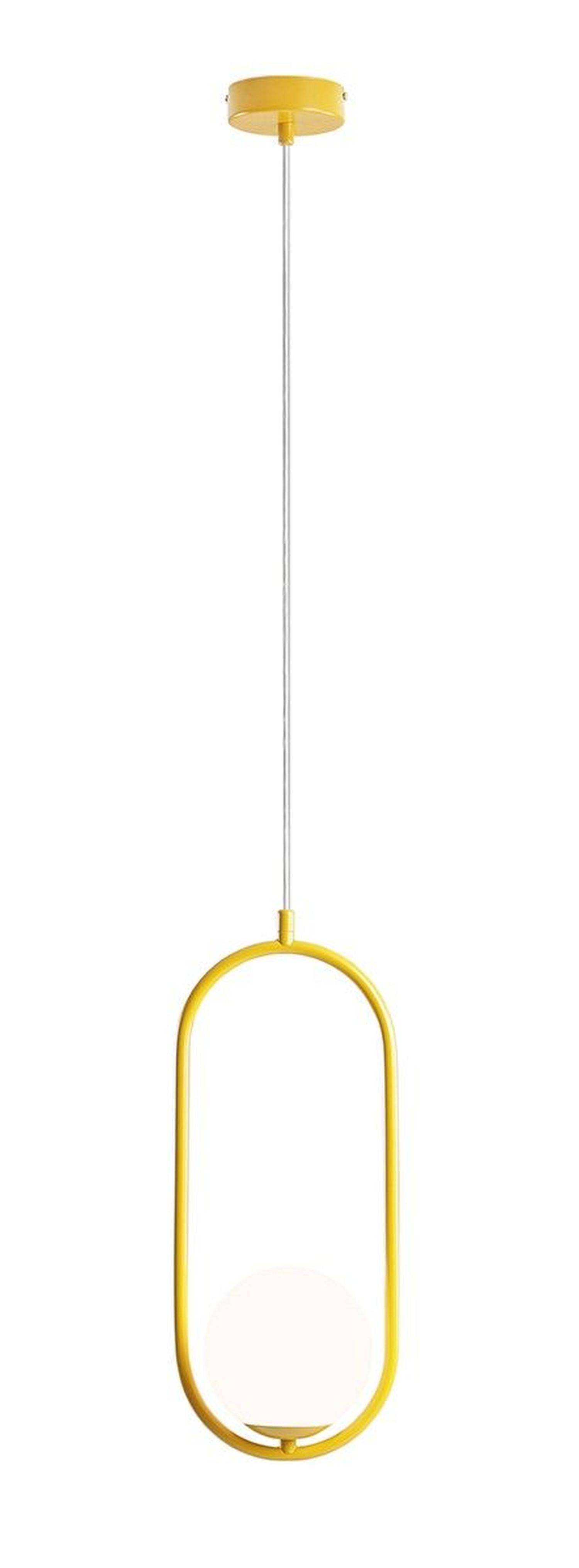 Lampe à suspendre jaune métal verre L:14 cm E14 décoratif