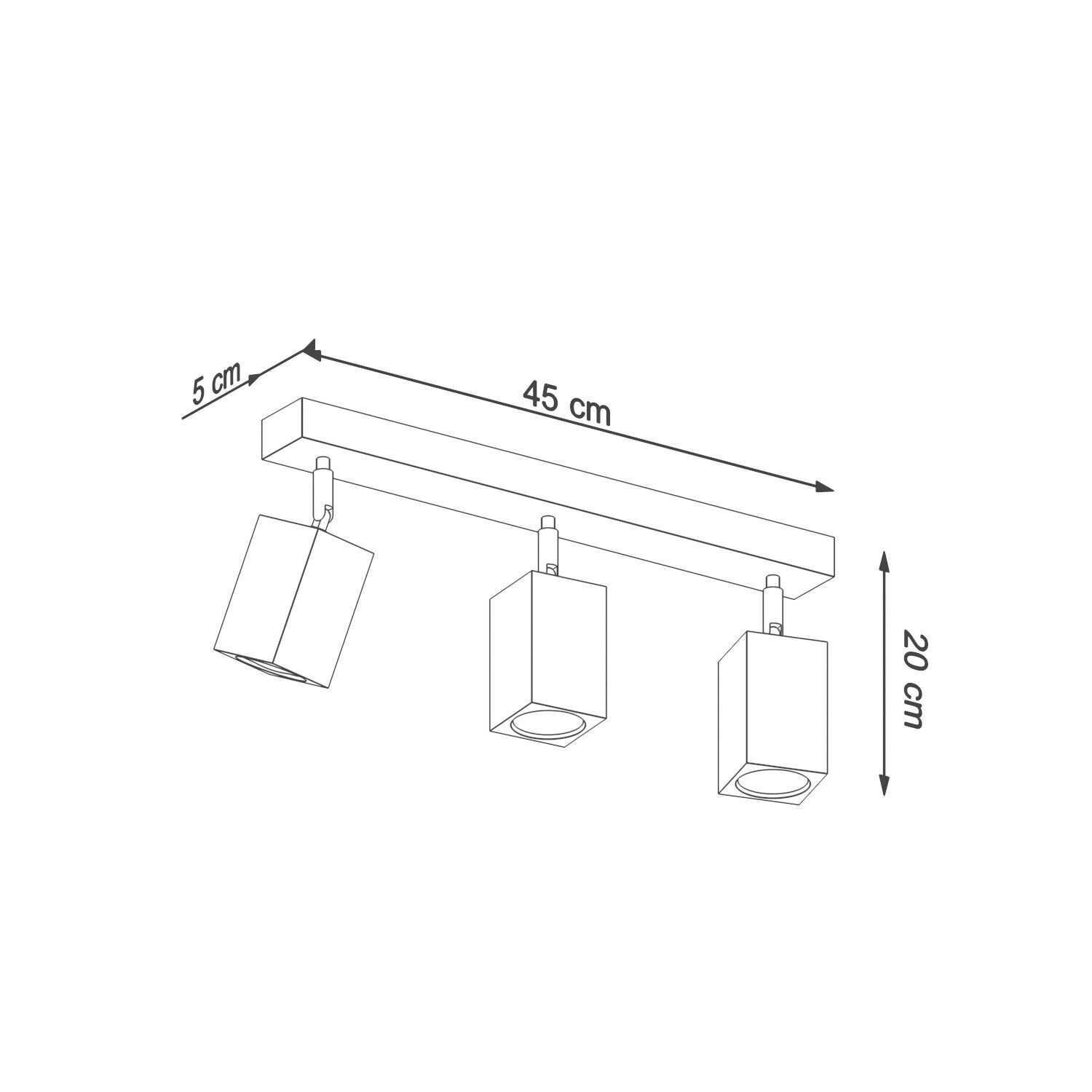 Deckenleuchte 3-flammig 45 cm lang Holz GU10 BASILEA