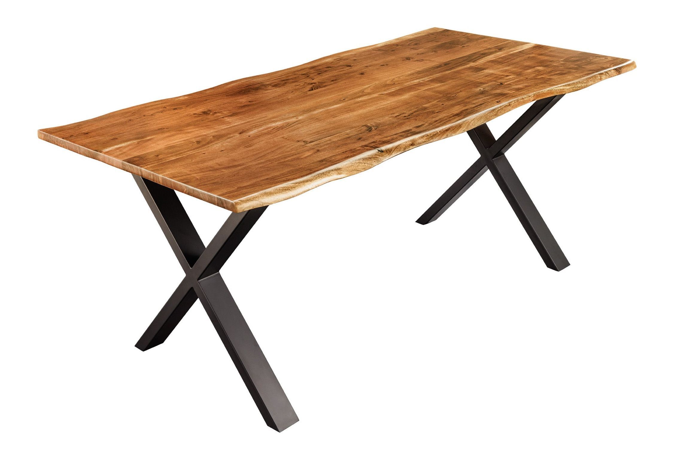Table de salle à manger en bois d'acacia métal 180x90 cm Industrial Baumkante