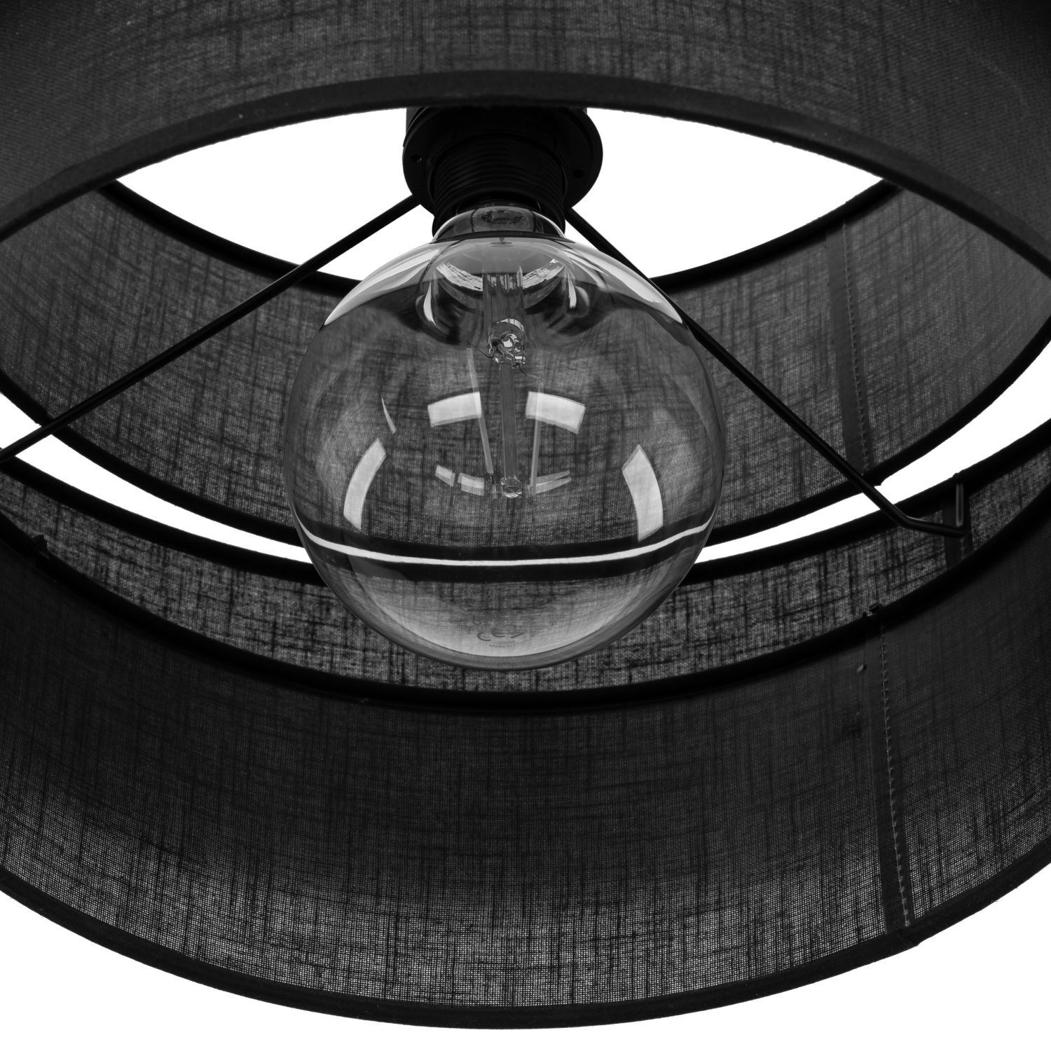 Lampe à suspendre Noir Ø 50 cm H : max. 160 cm Tissu Métal E27