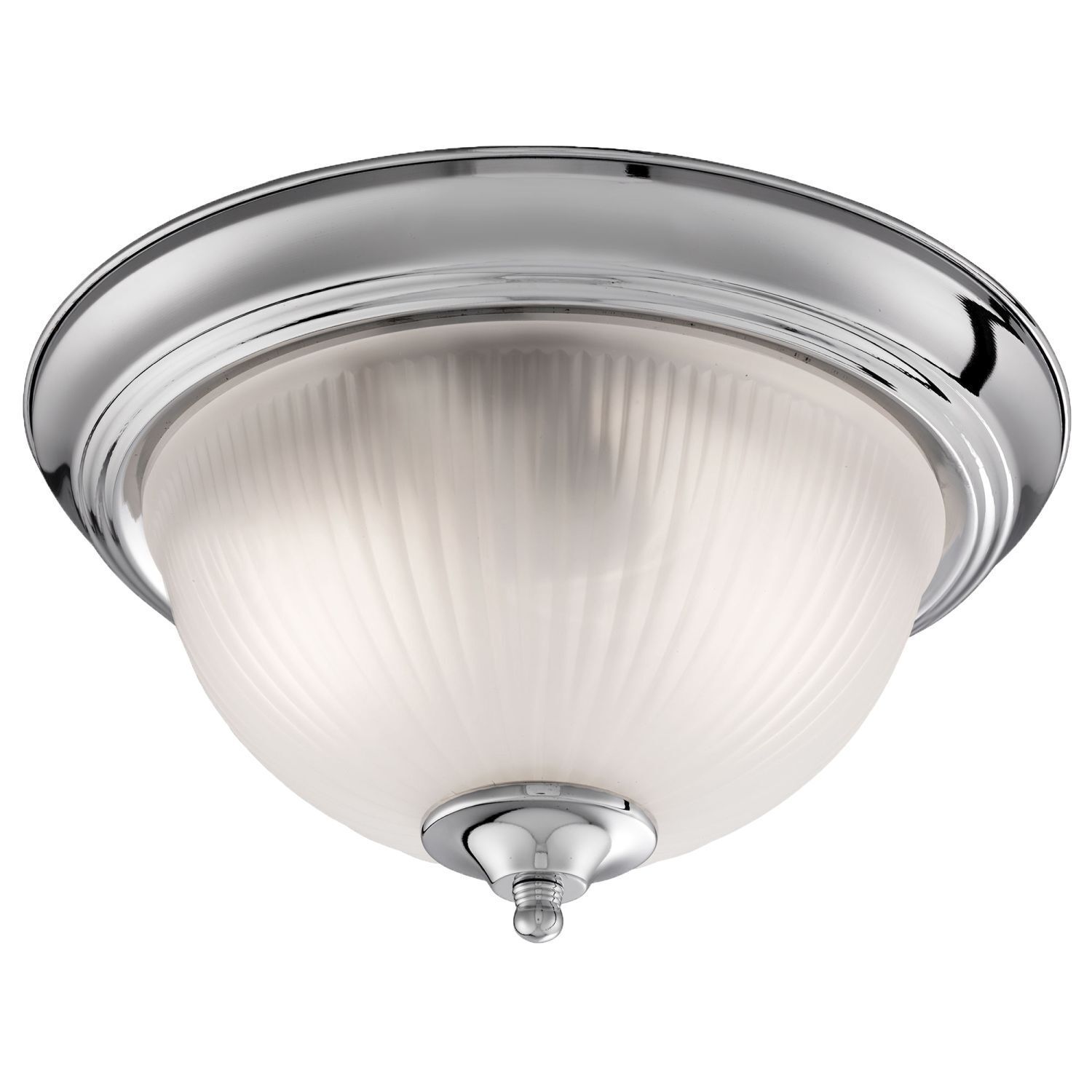 Lampe de plafonnier verre métal E14 IP44 29 cm rond en chrome