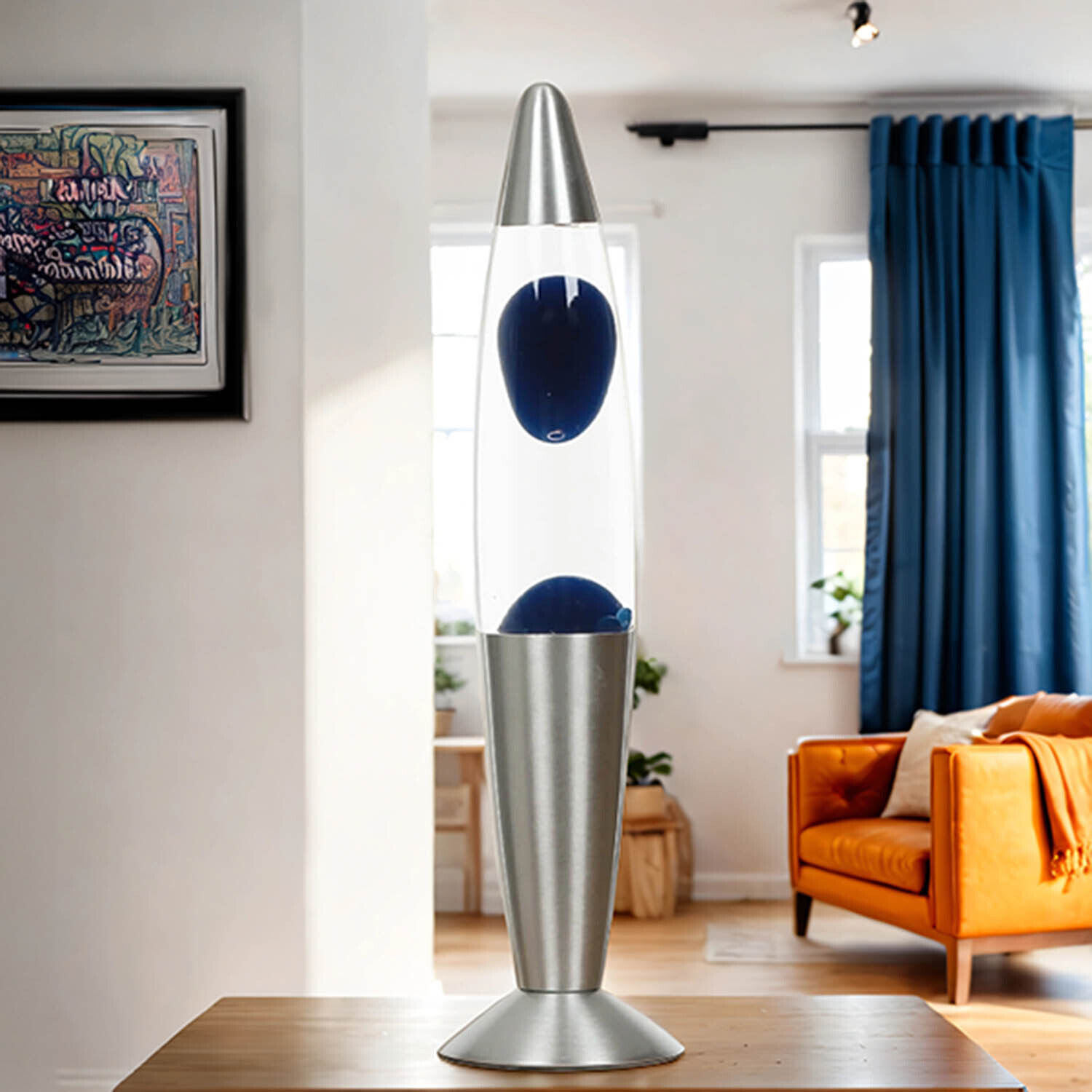 Harmonische Lavalampe Blau Silber rund Ø6cm TIMMY Lampe