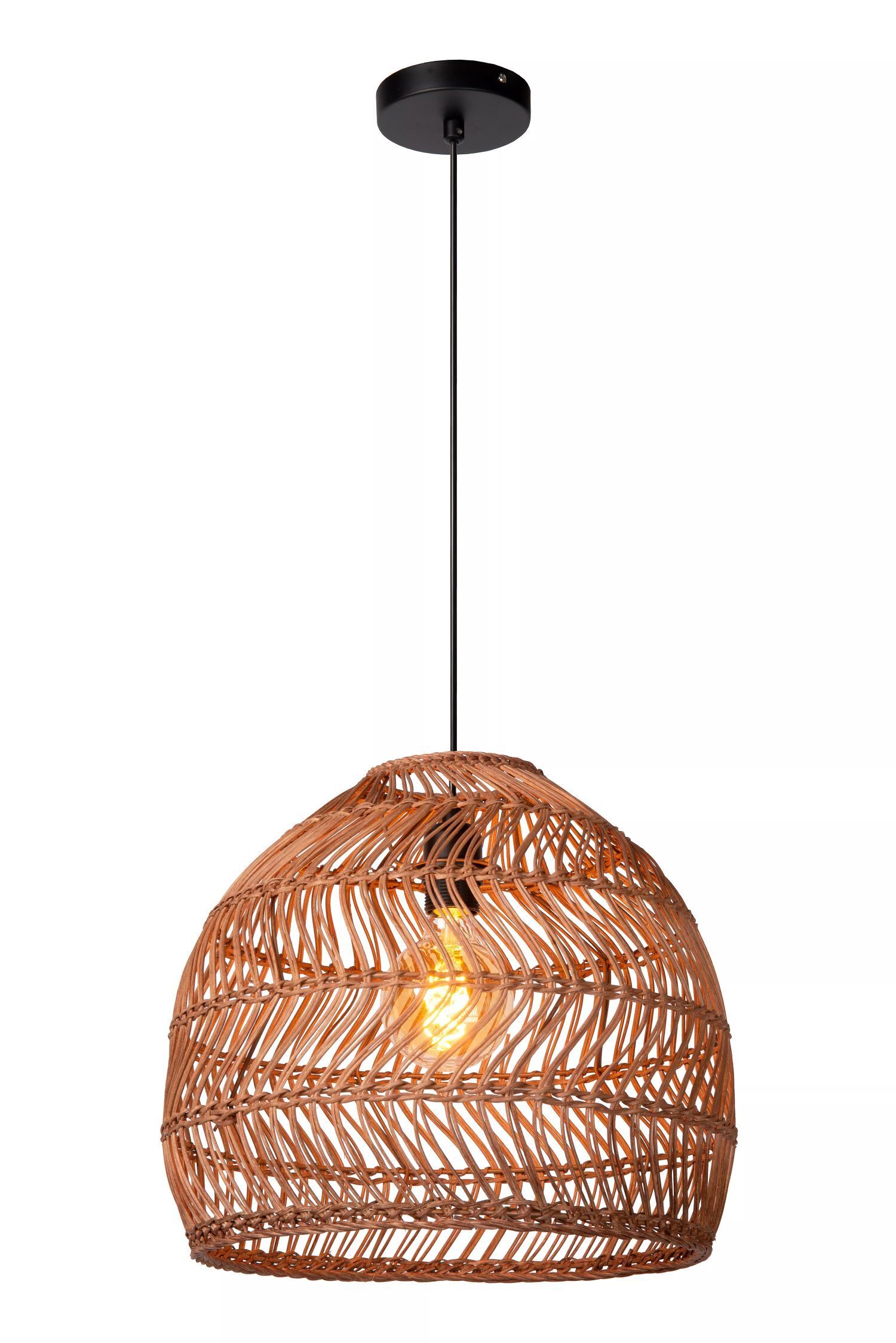 Natürliche Pendelleuchte Rattan Ockergelb Ø40 cm rund Lampe, Kronleuchter