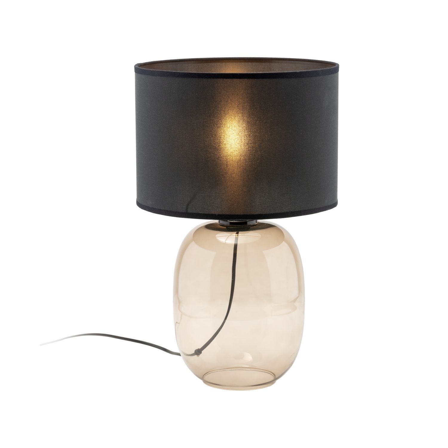 Lampe de table verre fumé tissu E27 48 cm Ø 30 cm KYLE