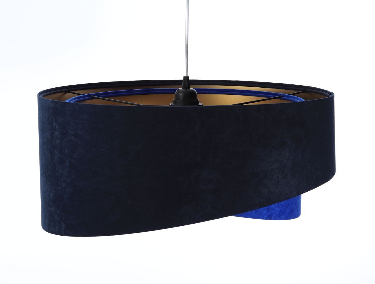 Lampe à suspendre Bleu Or E27 Ø 50 cm Tissu Abat-jour aspect velours