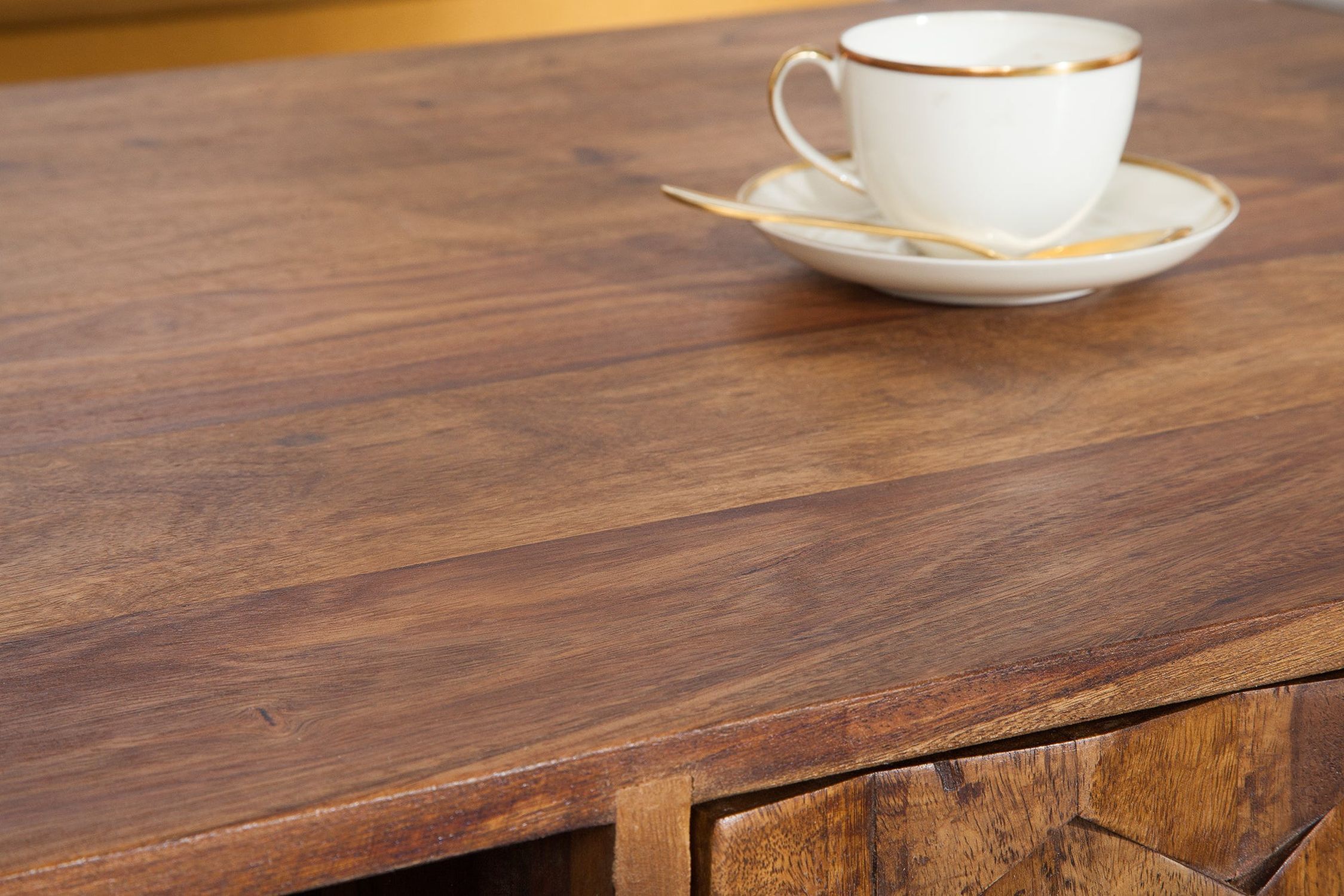 Couchtisch mit Schublade Sheesham Holz in Natur 110x60 cm Tabelle, Tischplatte, Holz, Tasse, Kaffeetisch