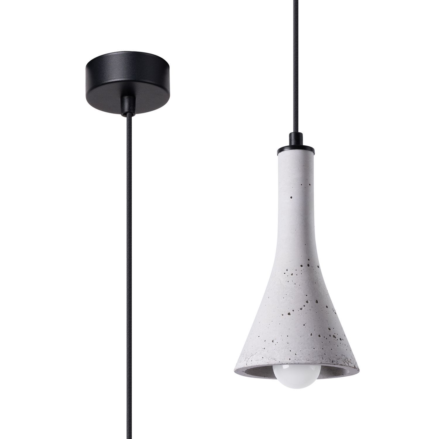 Hängeleuchte, Kegelform, Betonoptik, Schwarz, E27-Lampe