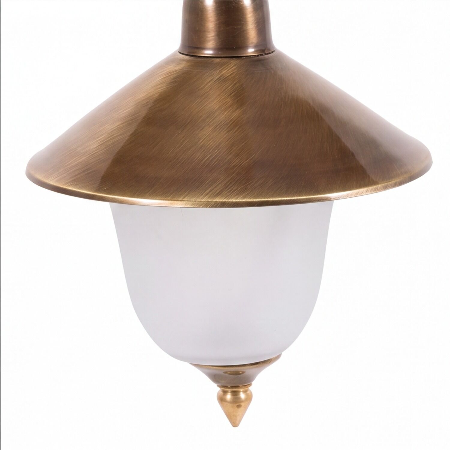 le42264-pendelleuchte-aussen-messing-vintage-04 Hängelampe, Bronze Finish, Metall, Kuppel-Lampe, Weißes Glas