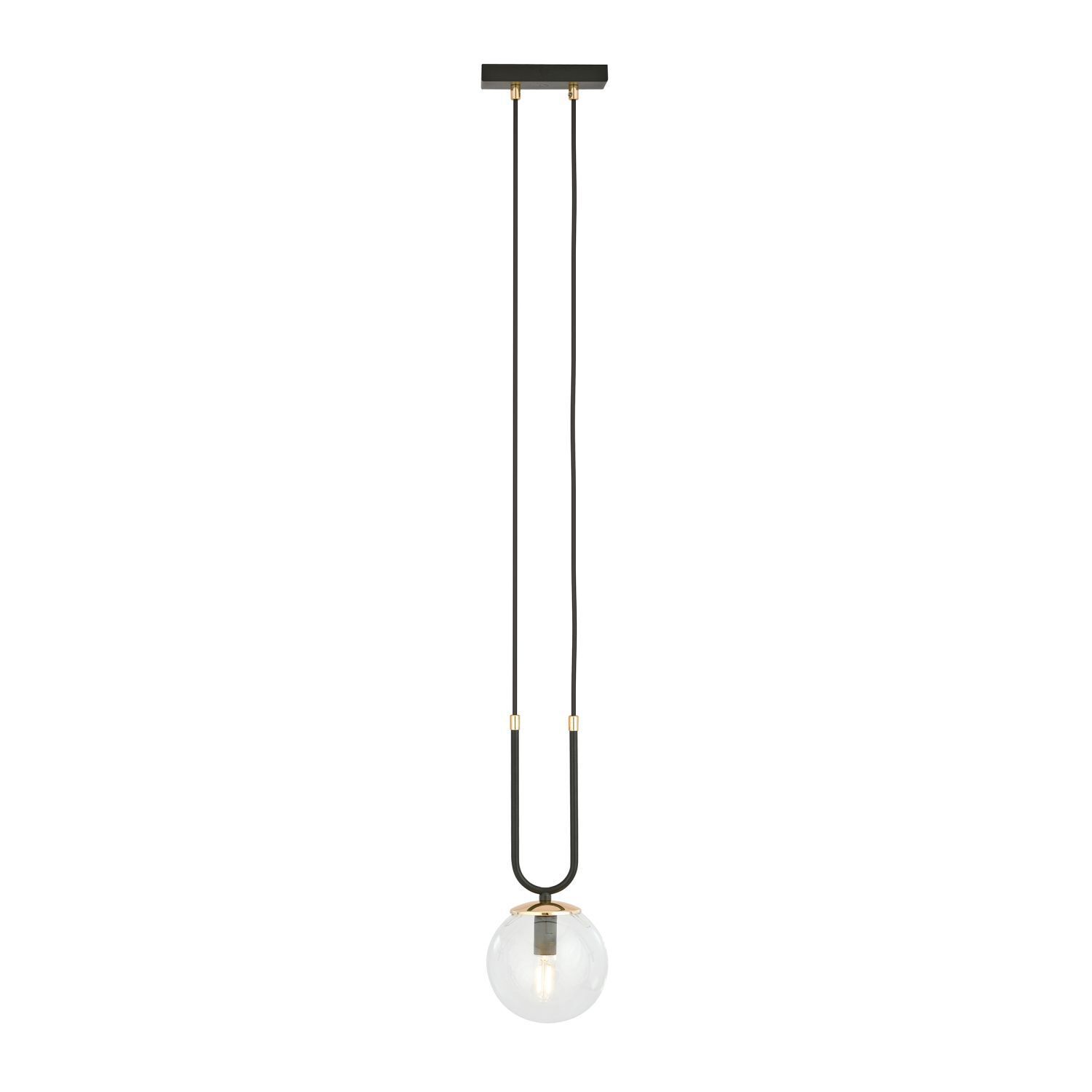 Pendelleuchte Glas Metall Schwarz Gold E14 Kugel Schirm