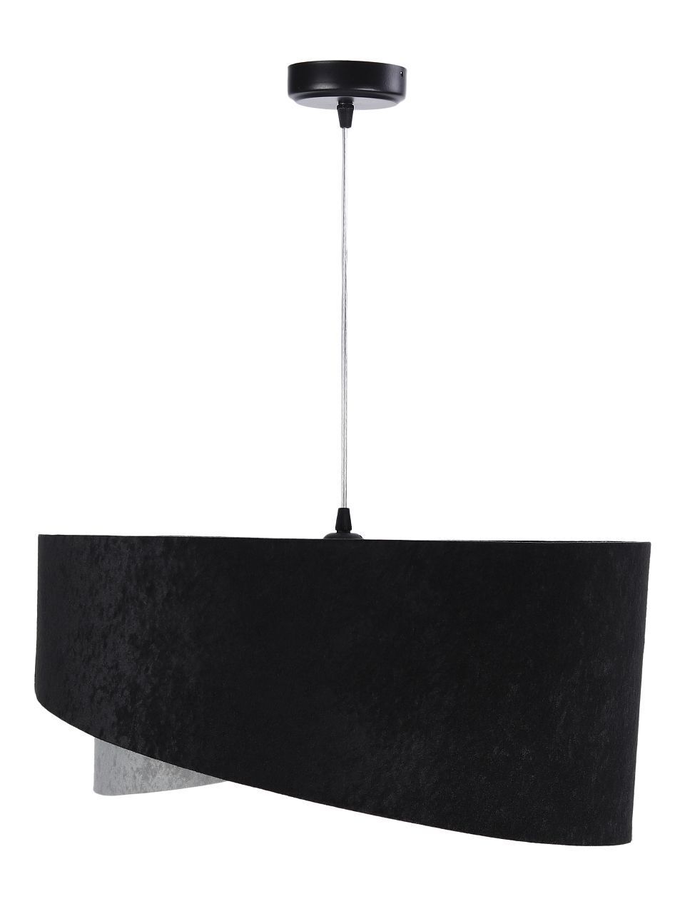Suspension Noir Gris Or E27 ronde Ø 50 cm Tissu Lampe