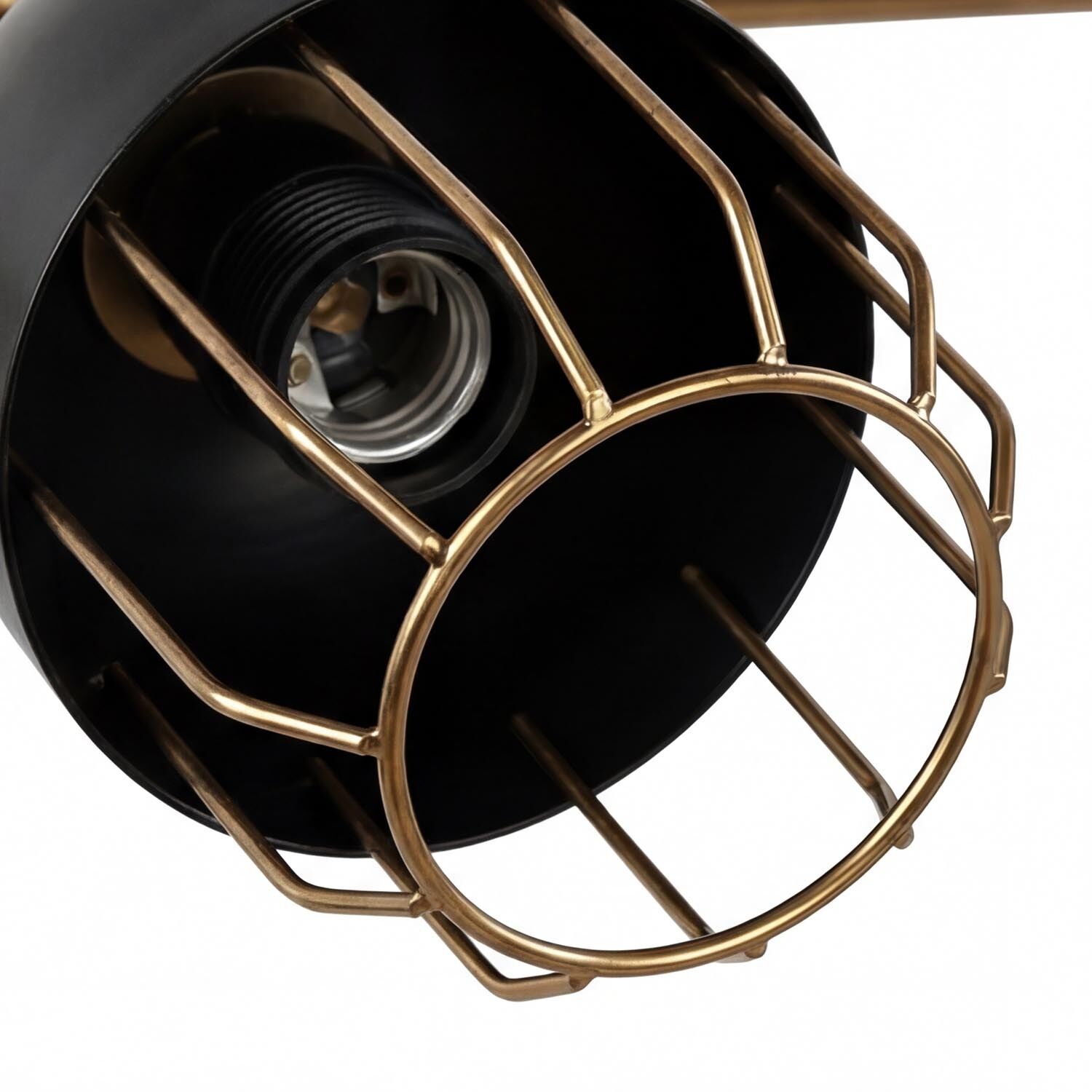 Wandlampe Schwarz Gold groß 4x E14 Metall Loft Design lamp, deckenleuchte, industriell, metallkäfig, fassung