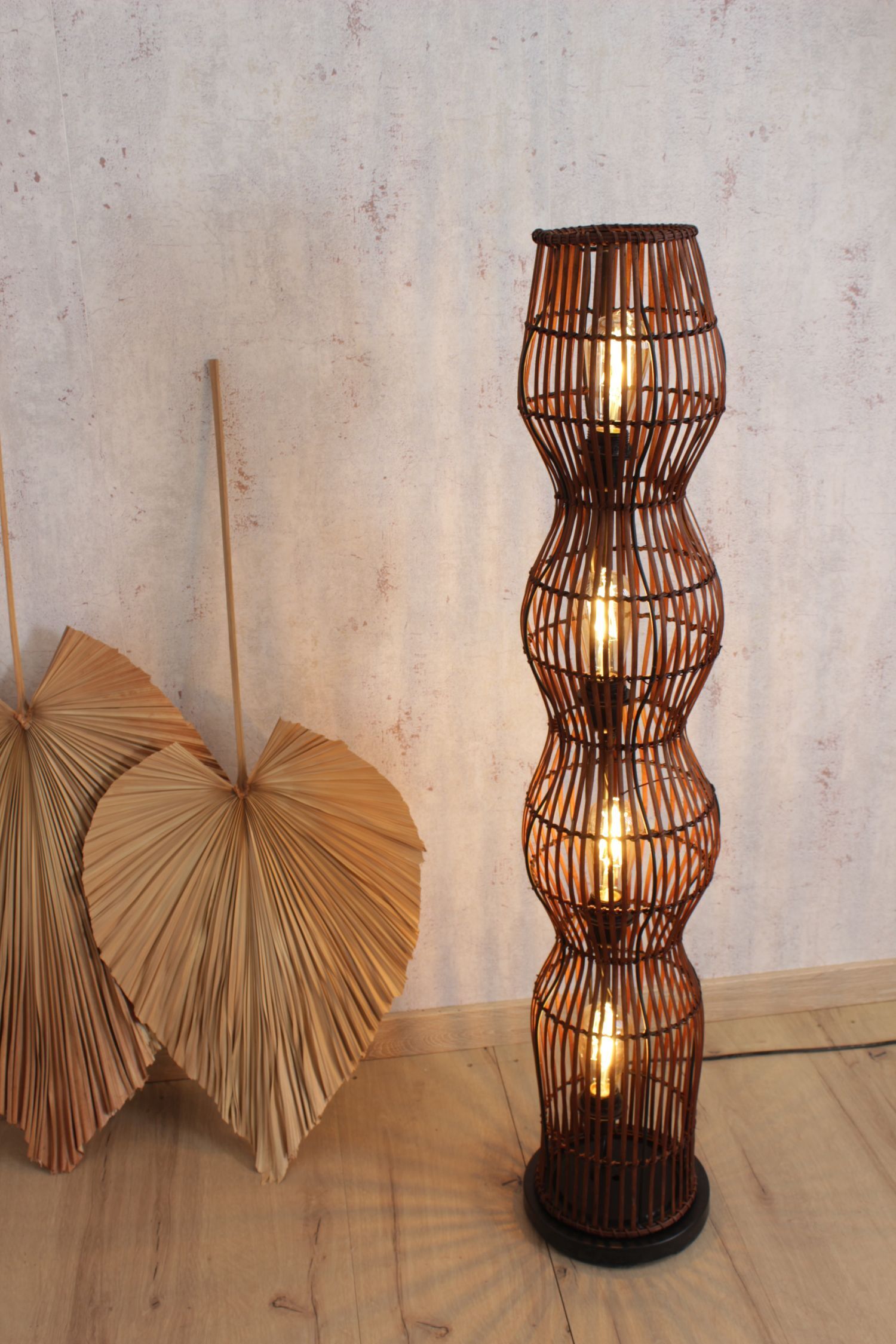 Petit lampadaire Bambou Marron 111 cm E27 Scandinave Lampe