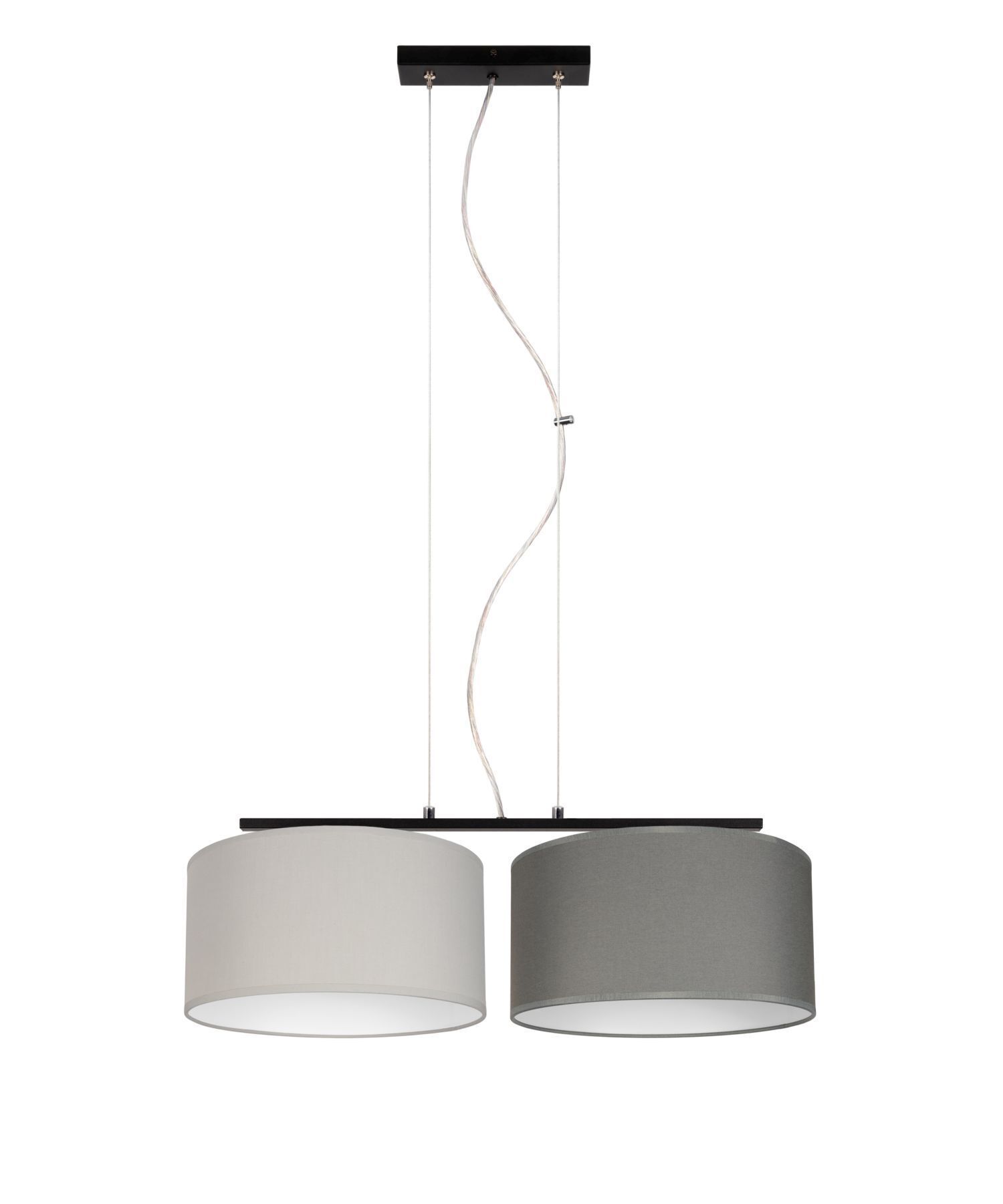 Pendelleuchte Metall Stoff E27 Schwarz Grau Graphit