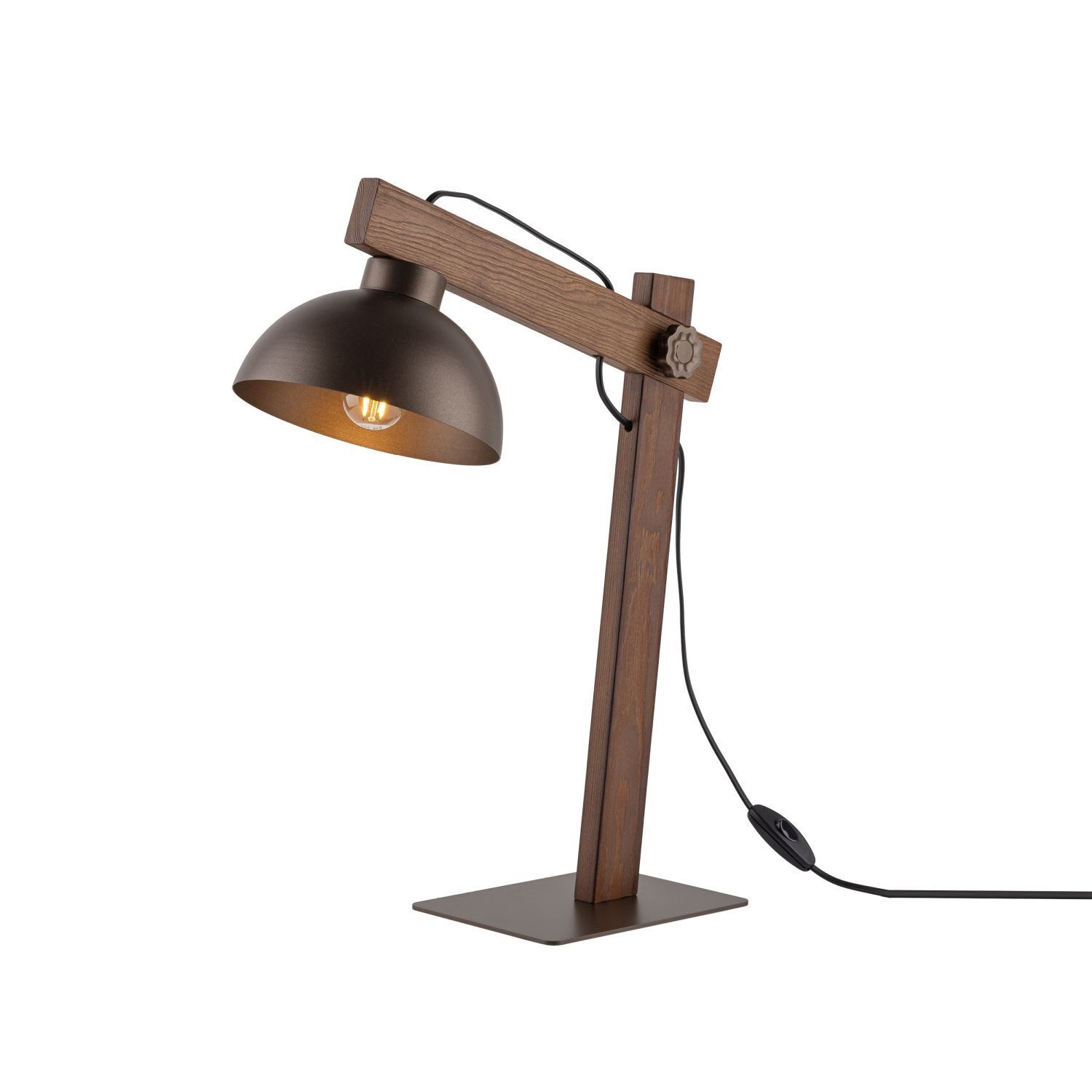 Lampe de table articulée 52 cm de haut bois métal E27 réglable