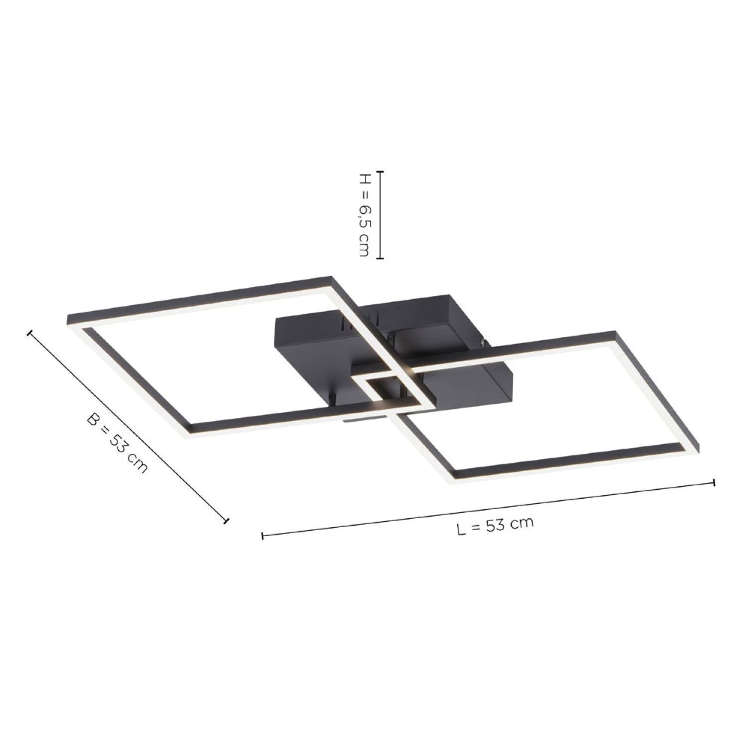 Schwarze LED Deckenleuchte L:53 cm 2700-5000 K dimmbar Deckenleuchte